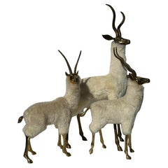 Brass Gazelle / Antelope Family Sculpture