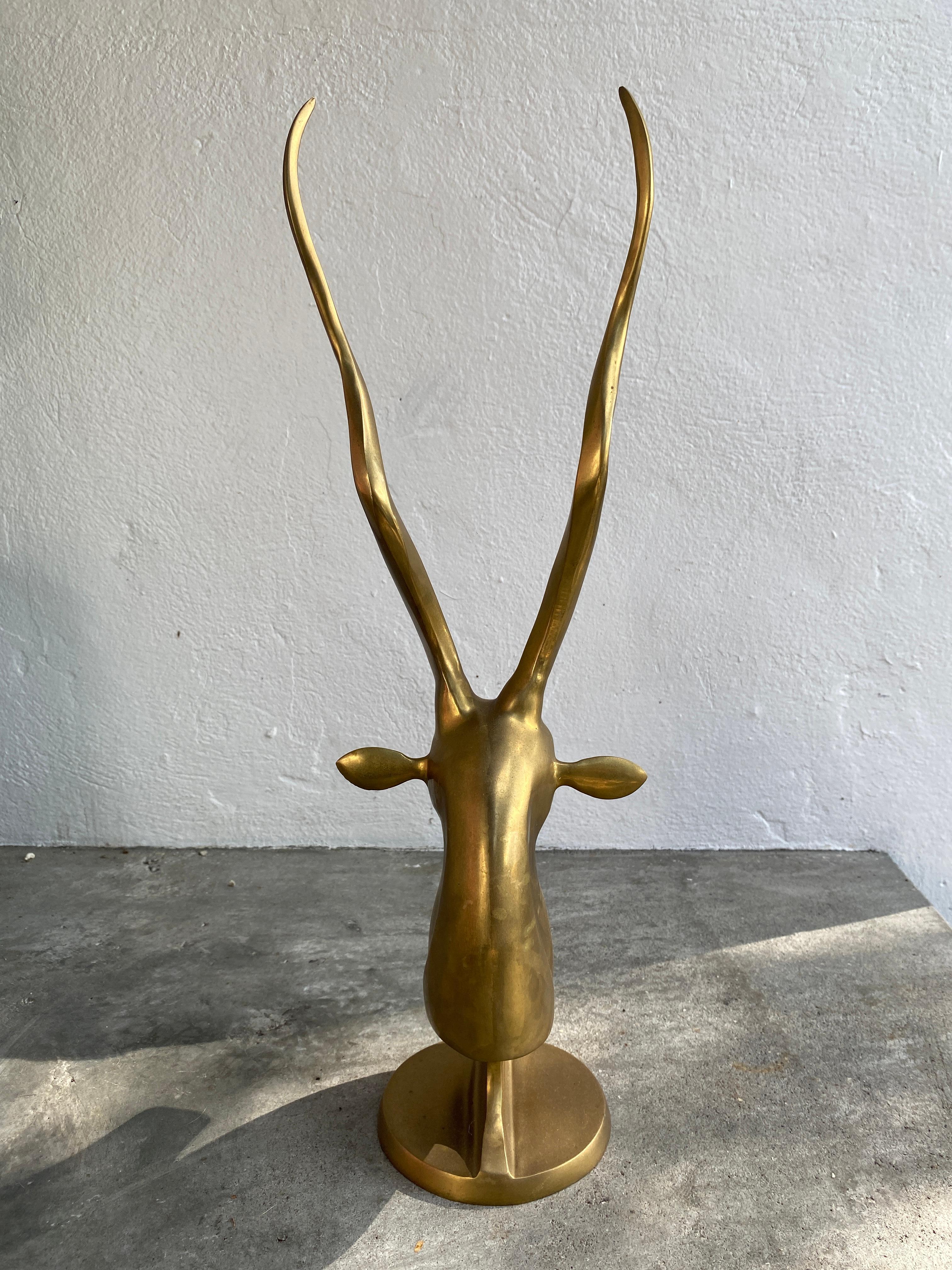 Fin du 20e siècle Gazelle en laiton Sculpture antilope Objects for Objects