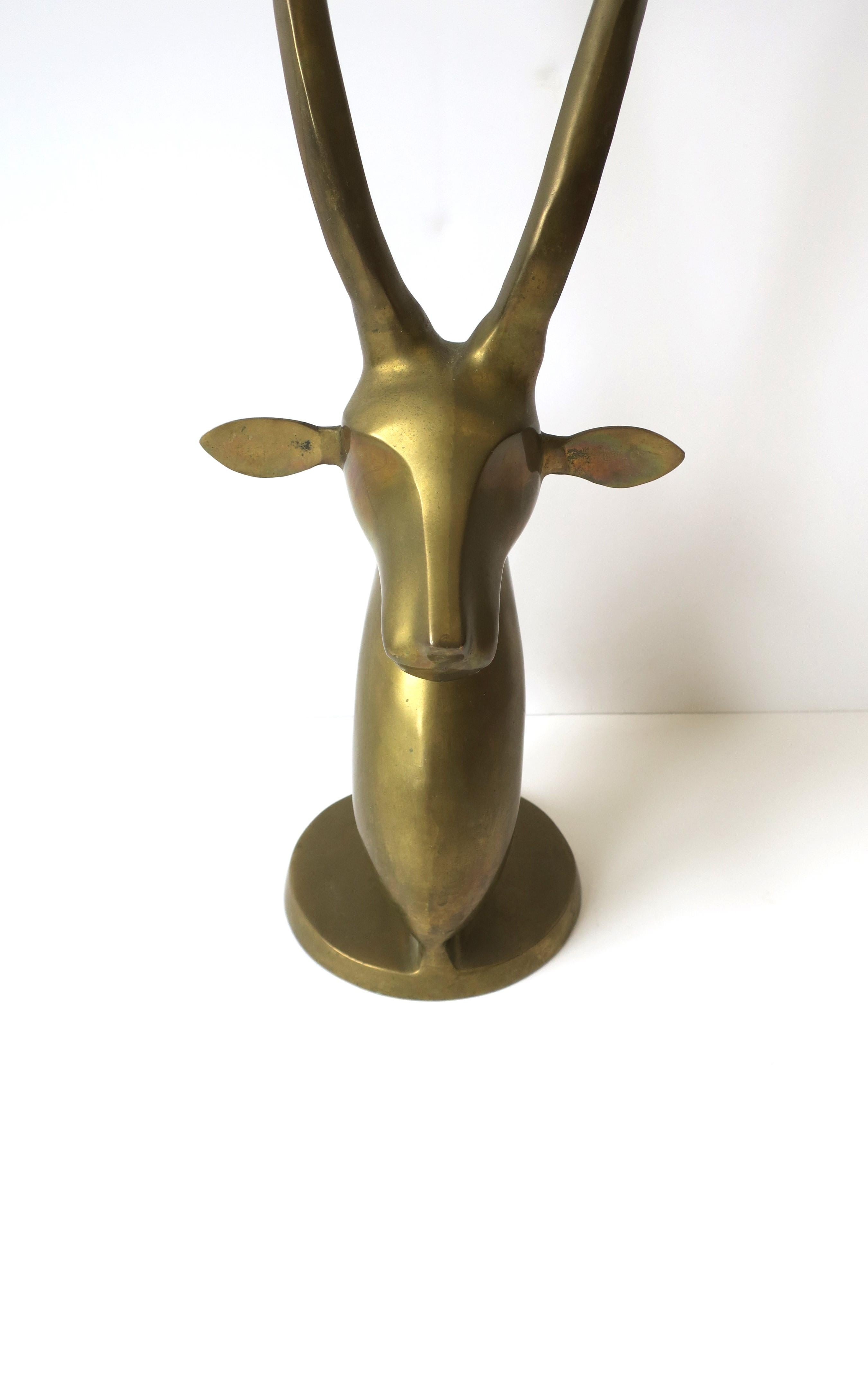 Brass Gazelle Antelope Sculpture Decorative Object, Tall For Sale 3