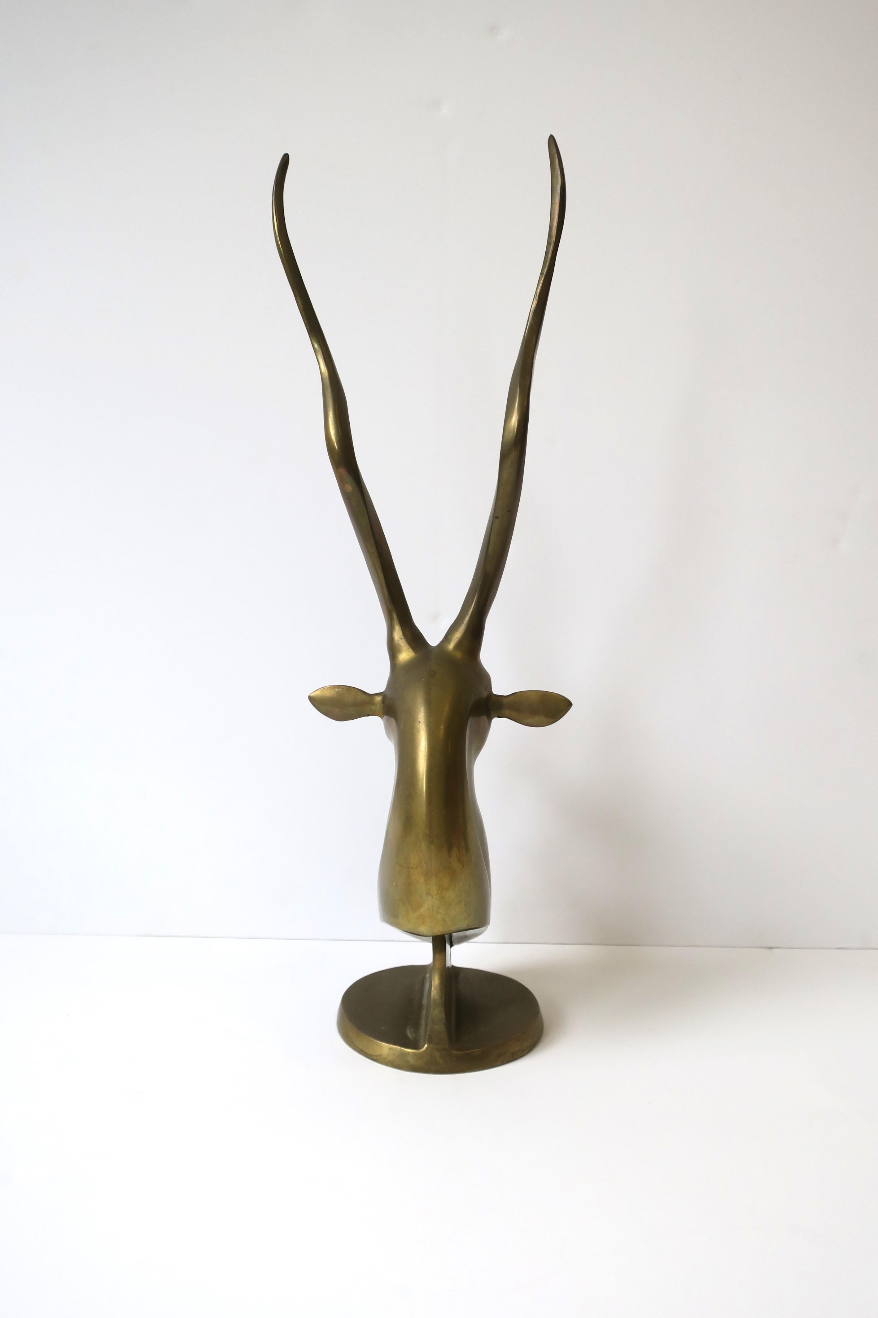 Brass Gazelle Antelope Sculpture Decorative Object, Tall For Sale 5