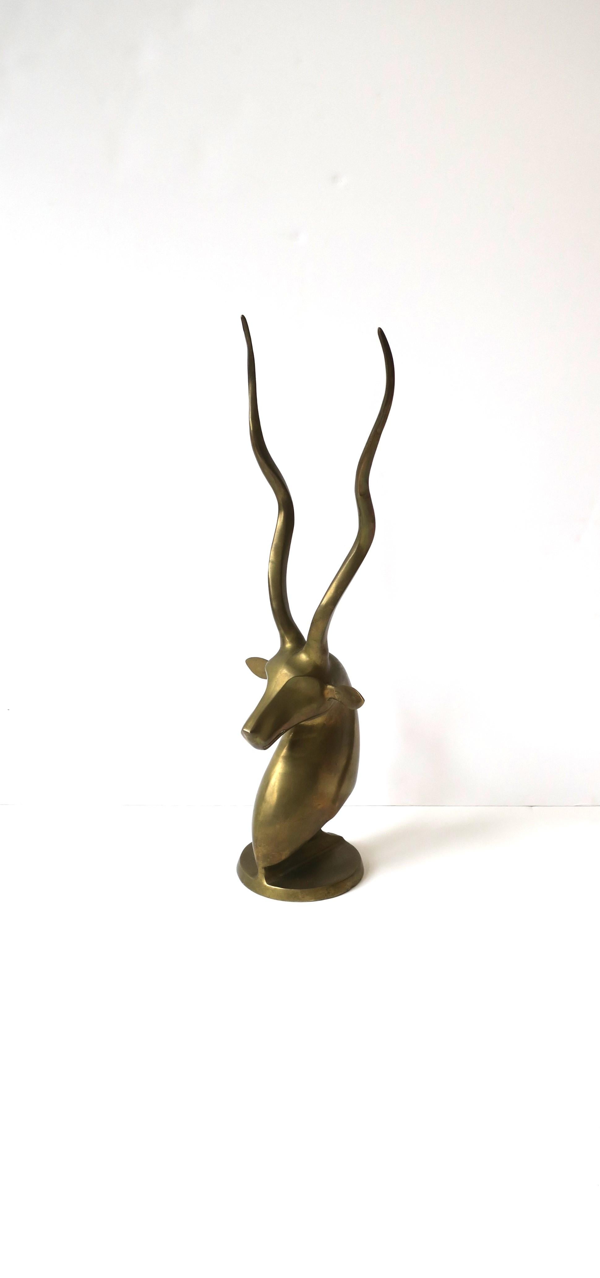 Brass Gazelle Antelope Sculpture Decorative Object, Tall In Good Condition For Sale In New York, NY