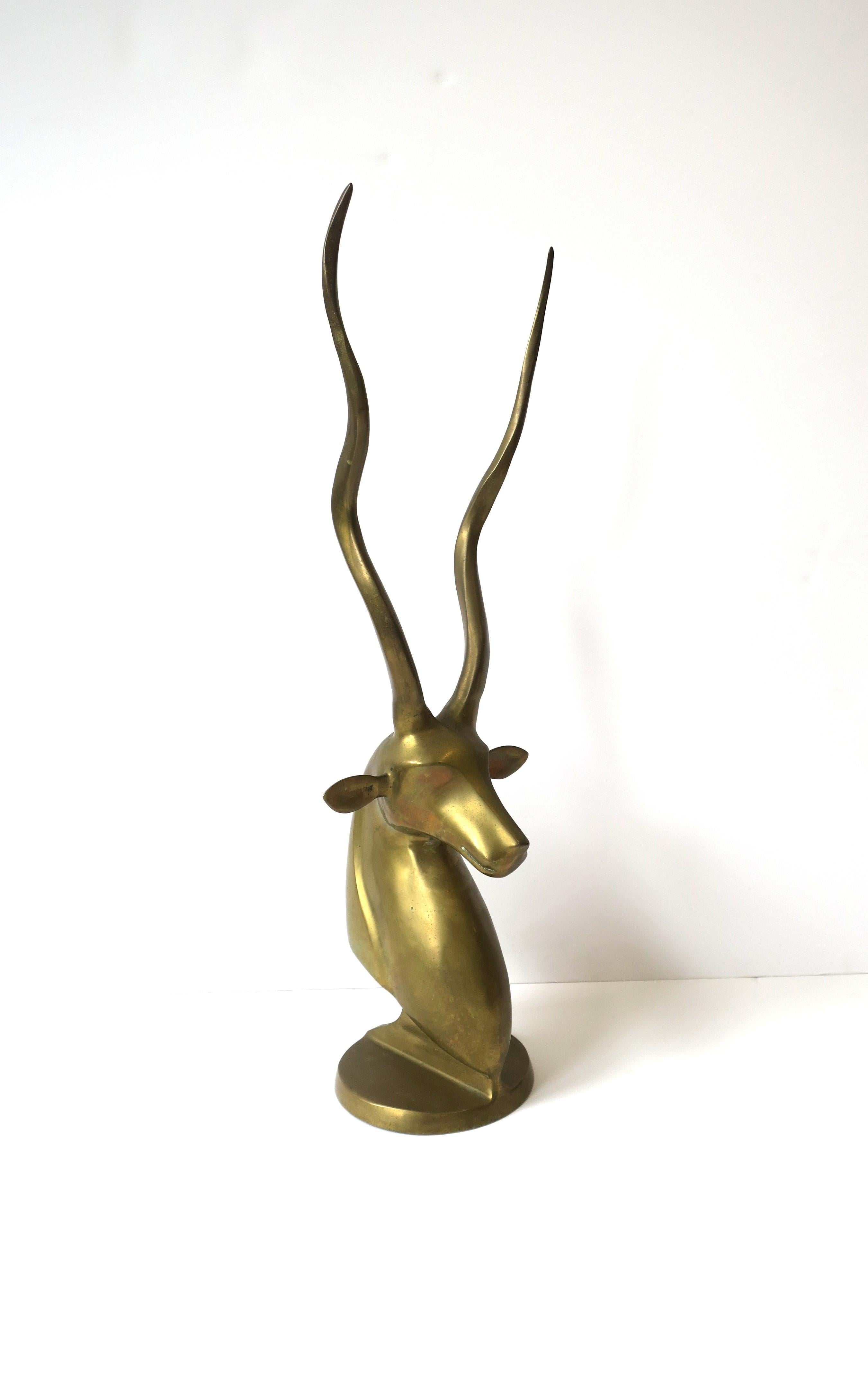 Late 20th Century Brass Gazelle Antelope Sculpture Decorative Object, Tall For Sale