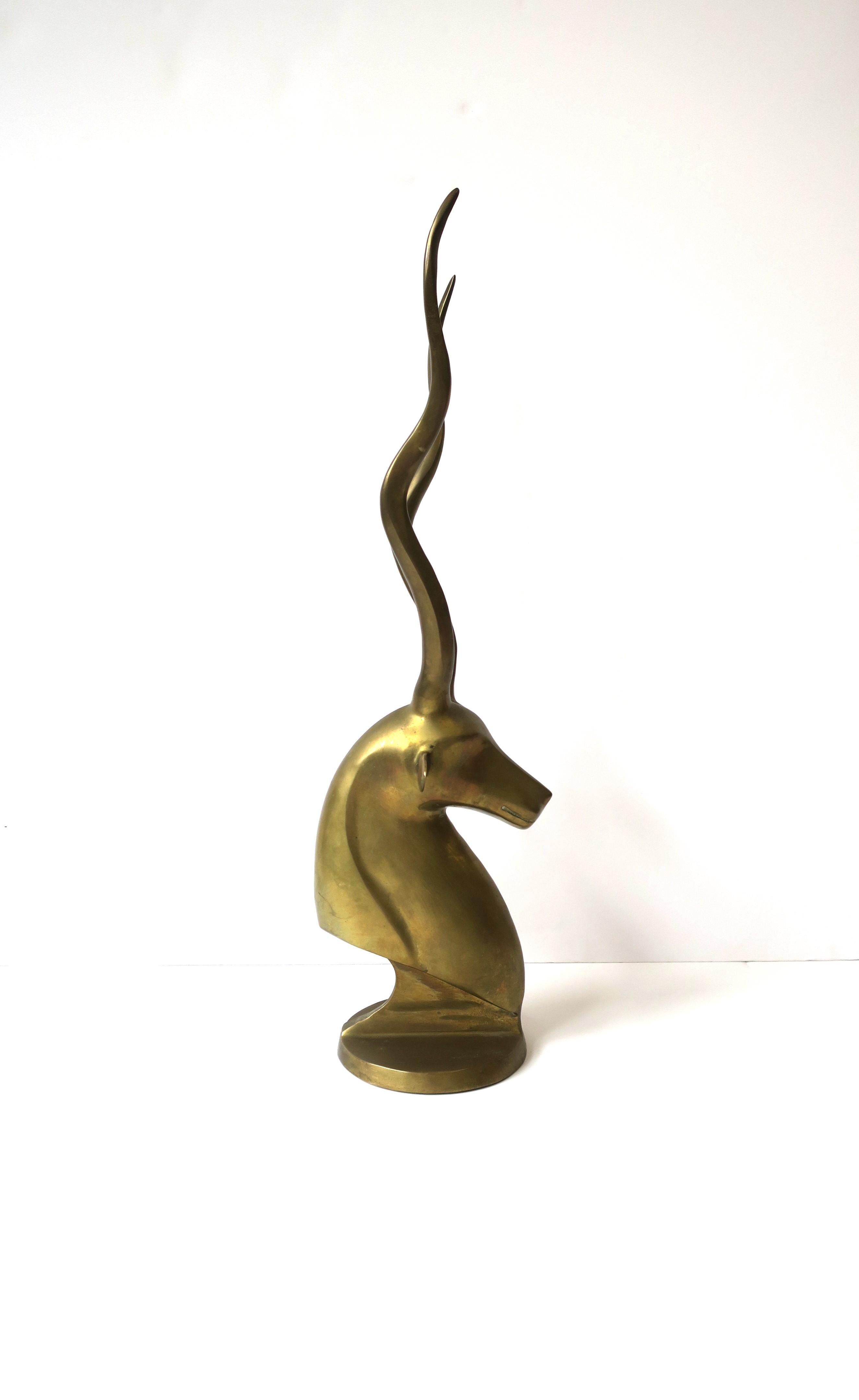 Brass Gazelle Antelope Sculpture Decorative Object, Tall For Sale 1