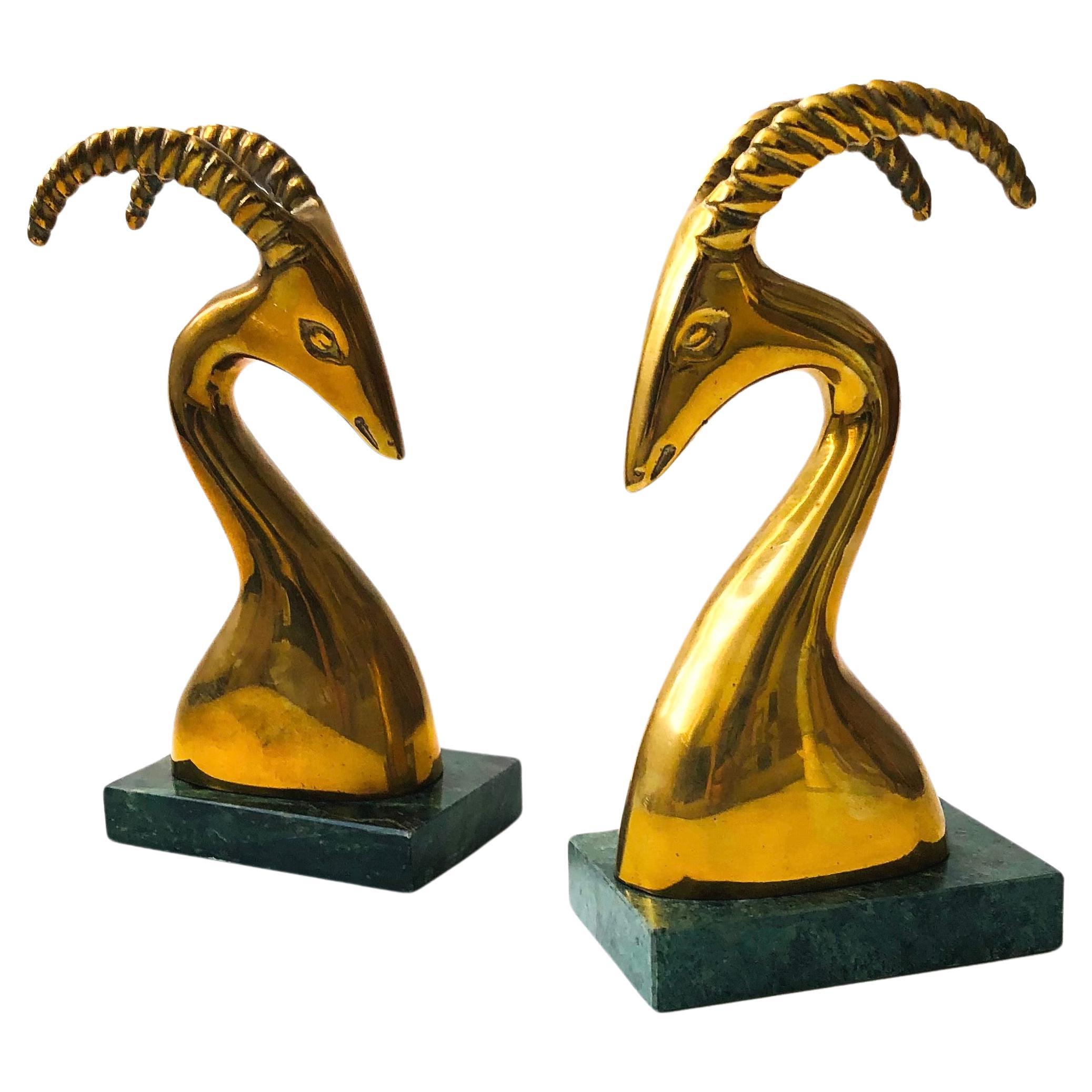 Brass Gazelle Bookends For Sale