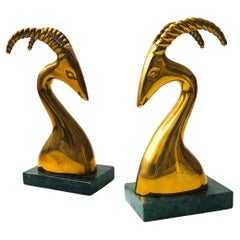 Vintage Brass Gazelle Bookends