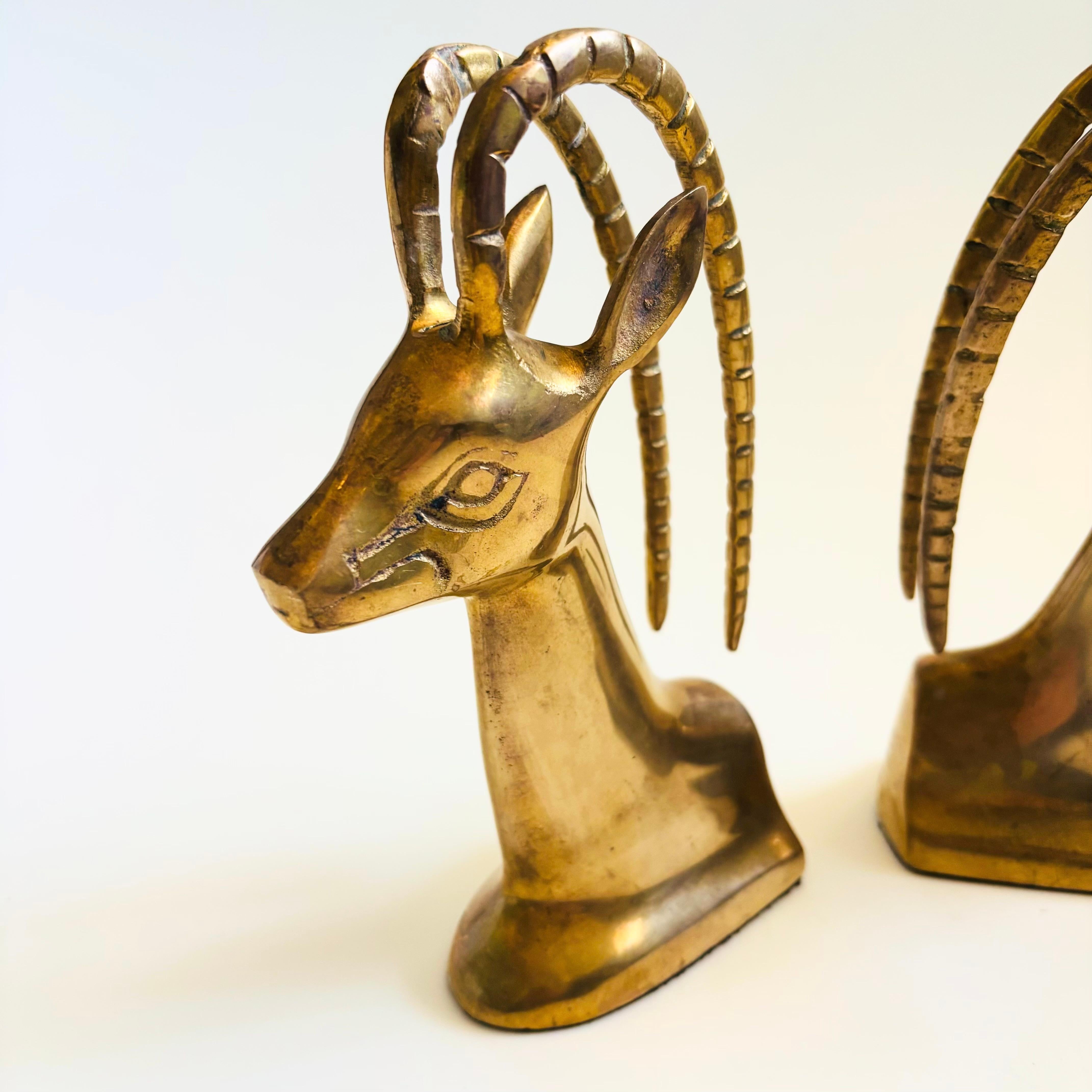 20th Century Brass Gazelle Bookends - Set of 2 For Sale
