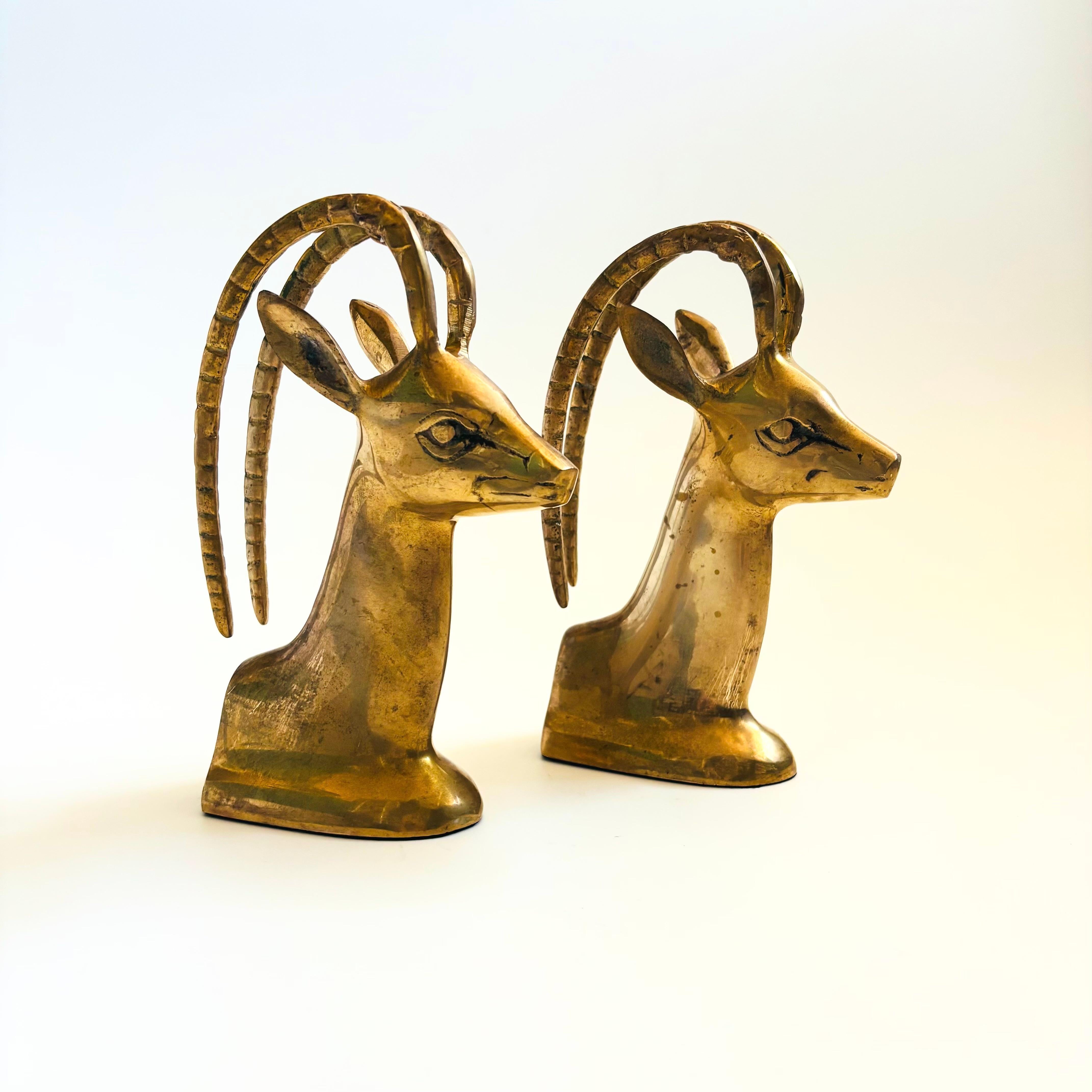 Brass Gazelle Bookends - Set of 2 For Sale 1