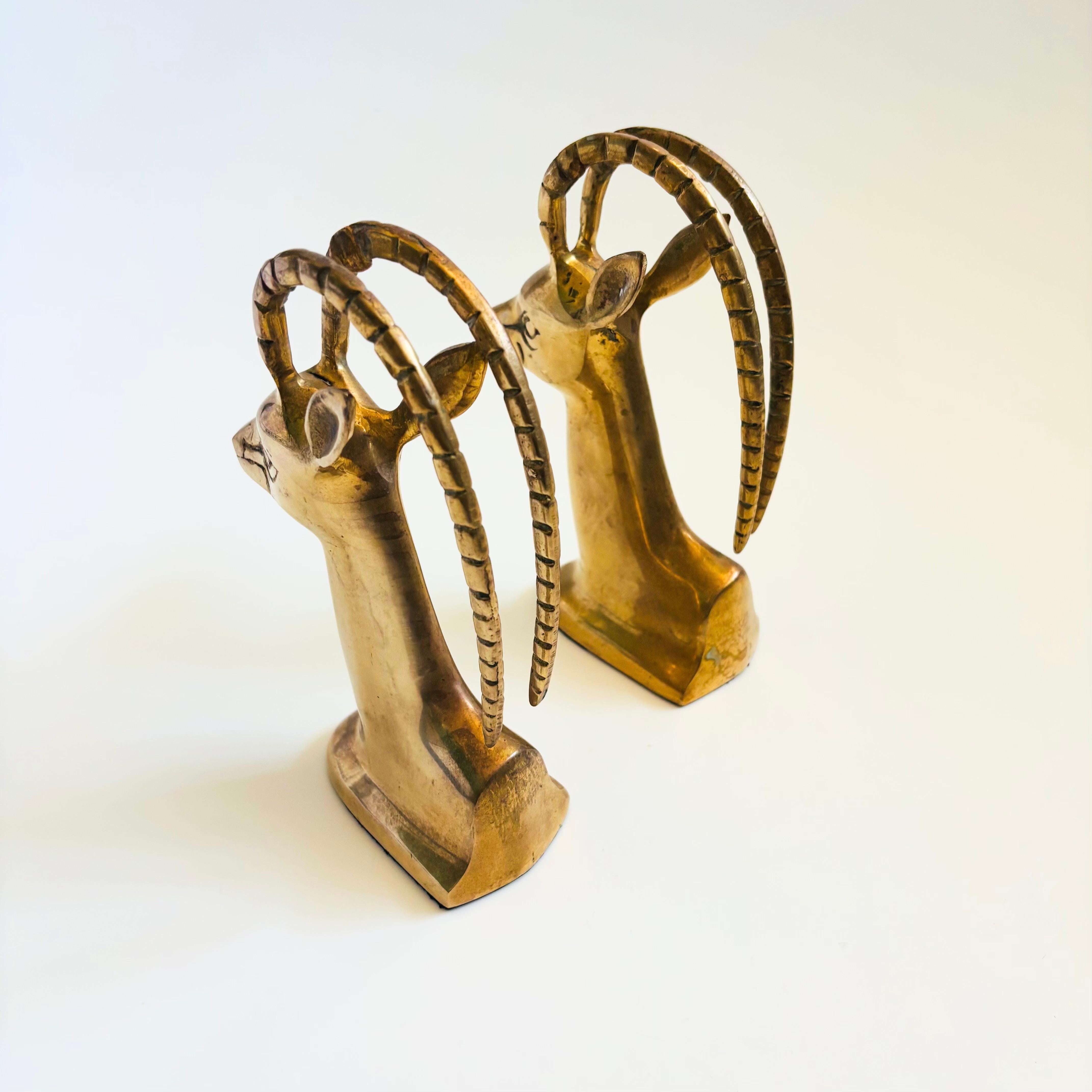 Brass Gazelle Bookends - Set of 2 For Sale 2