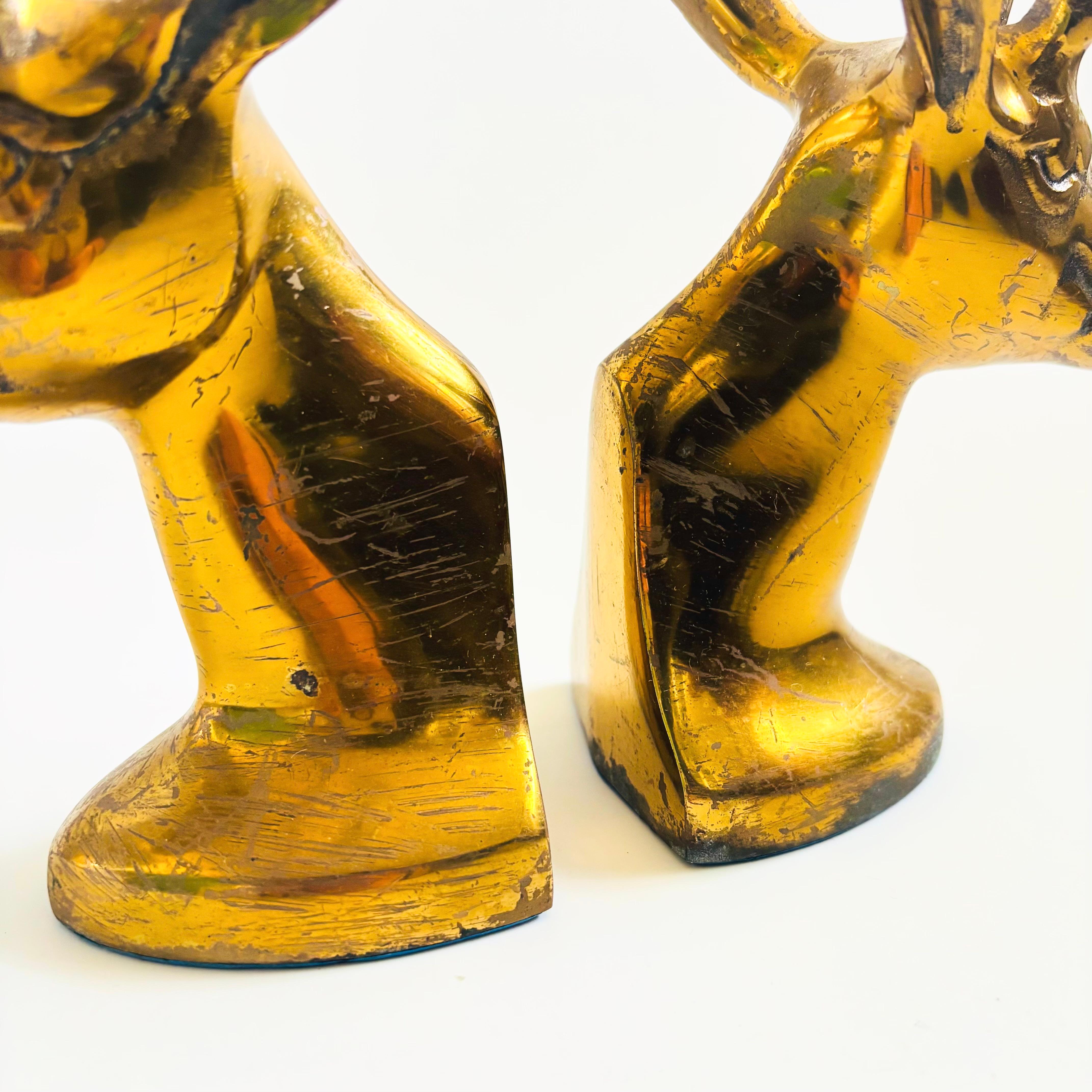 Ottone Brass Gazelle Bookends - Set of 2 in vendita