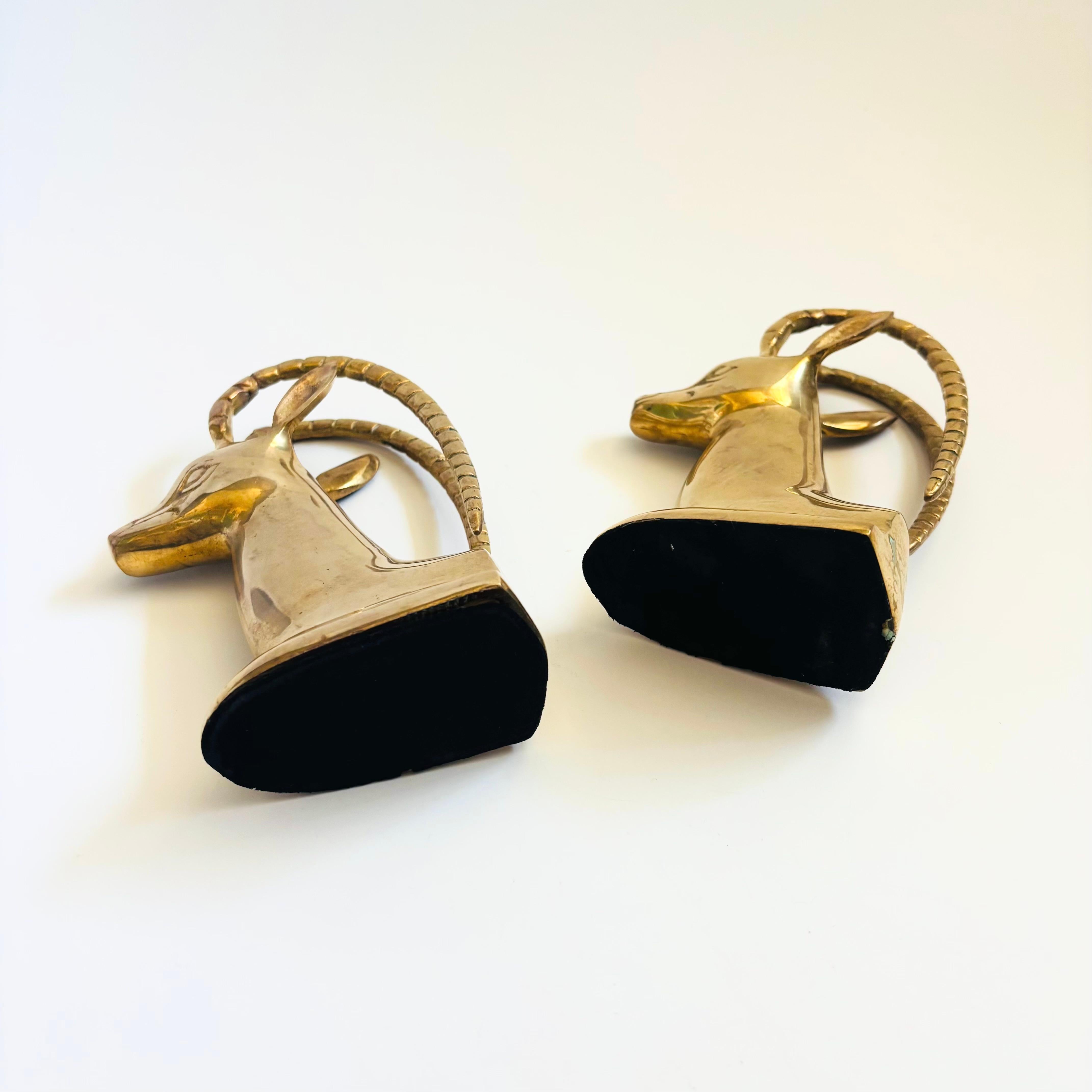 Brass Gazelle Bookends - Set of 2 For Sale 3