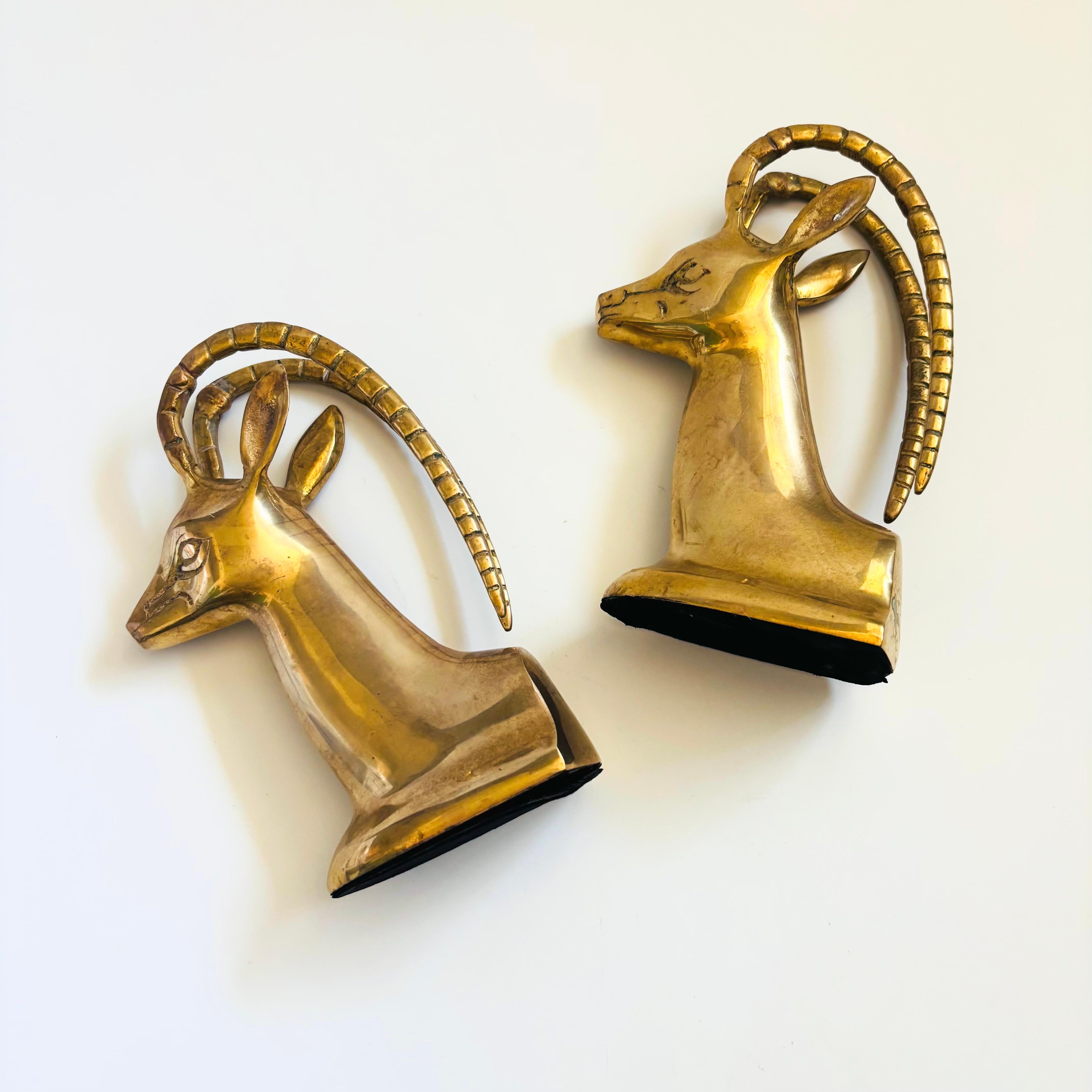 Brass Gazelle Bookends - Set of 2 For Sale 4