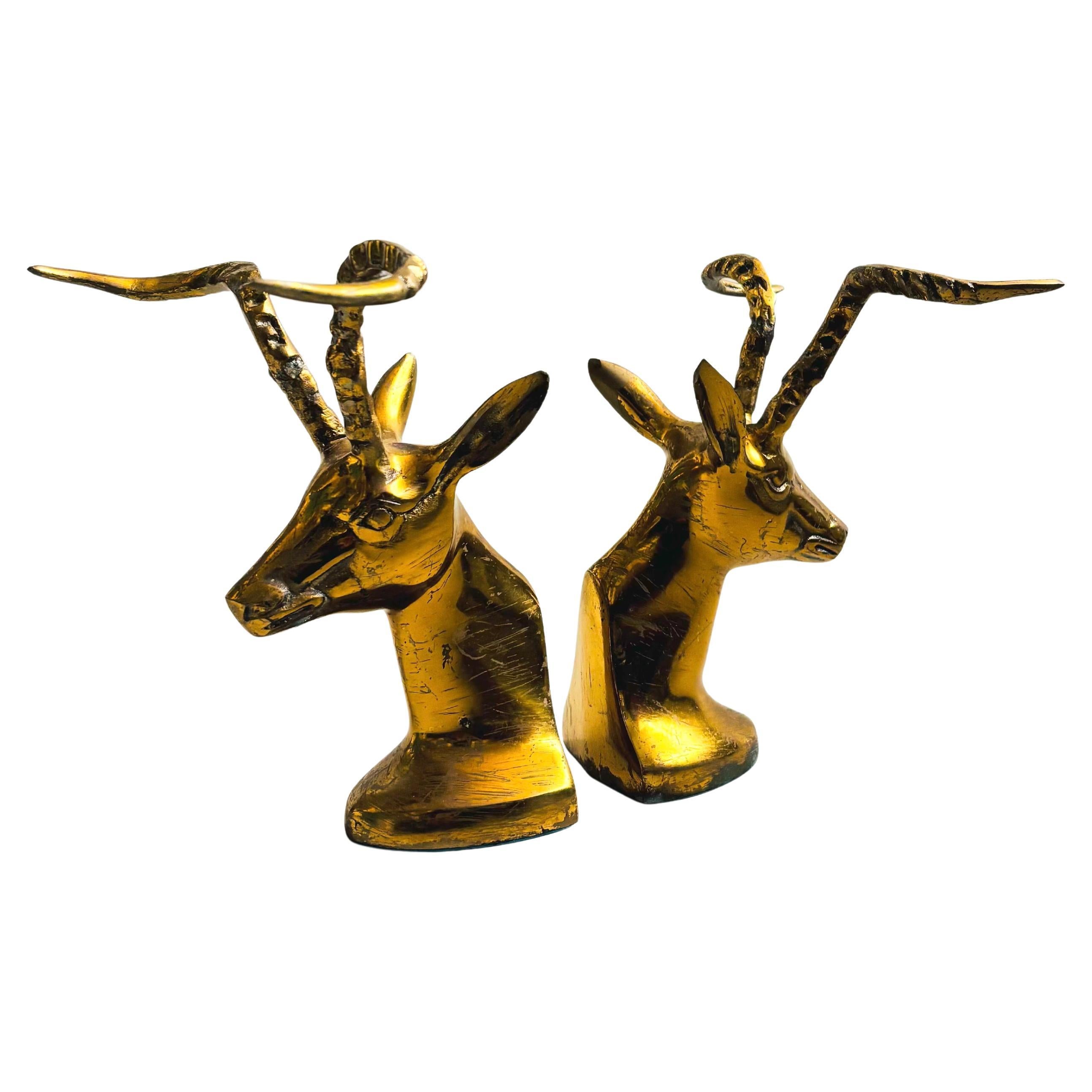 Brass Gazelle Bookends - Set of 2