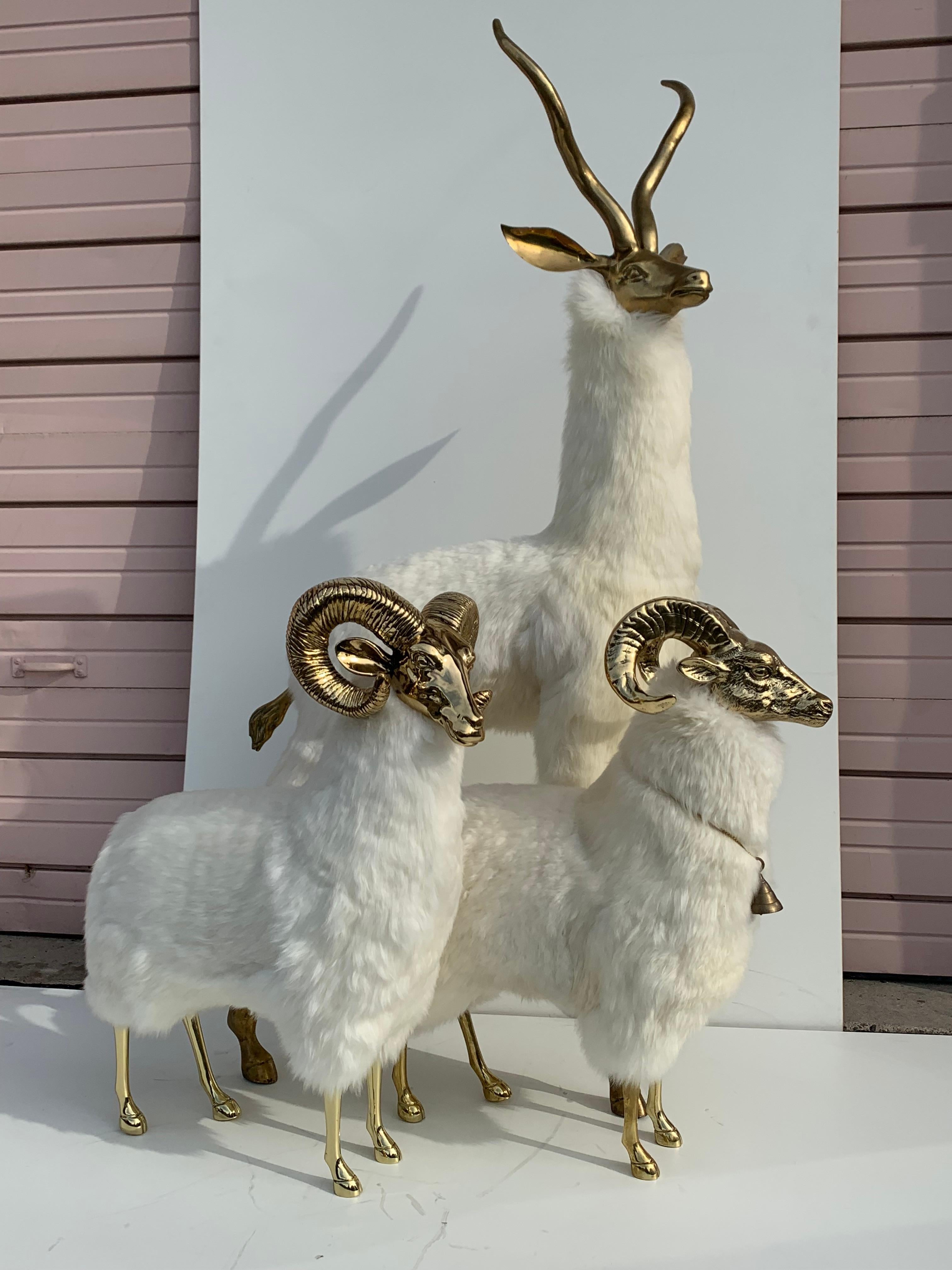 Brass Gazelle or Antelope Sculpture in Fur 10
