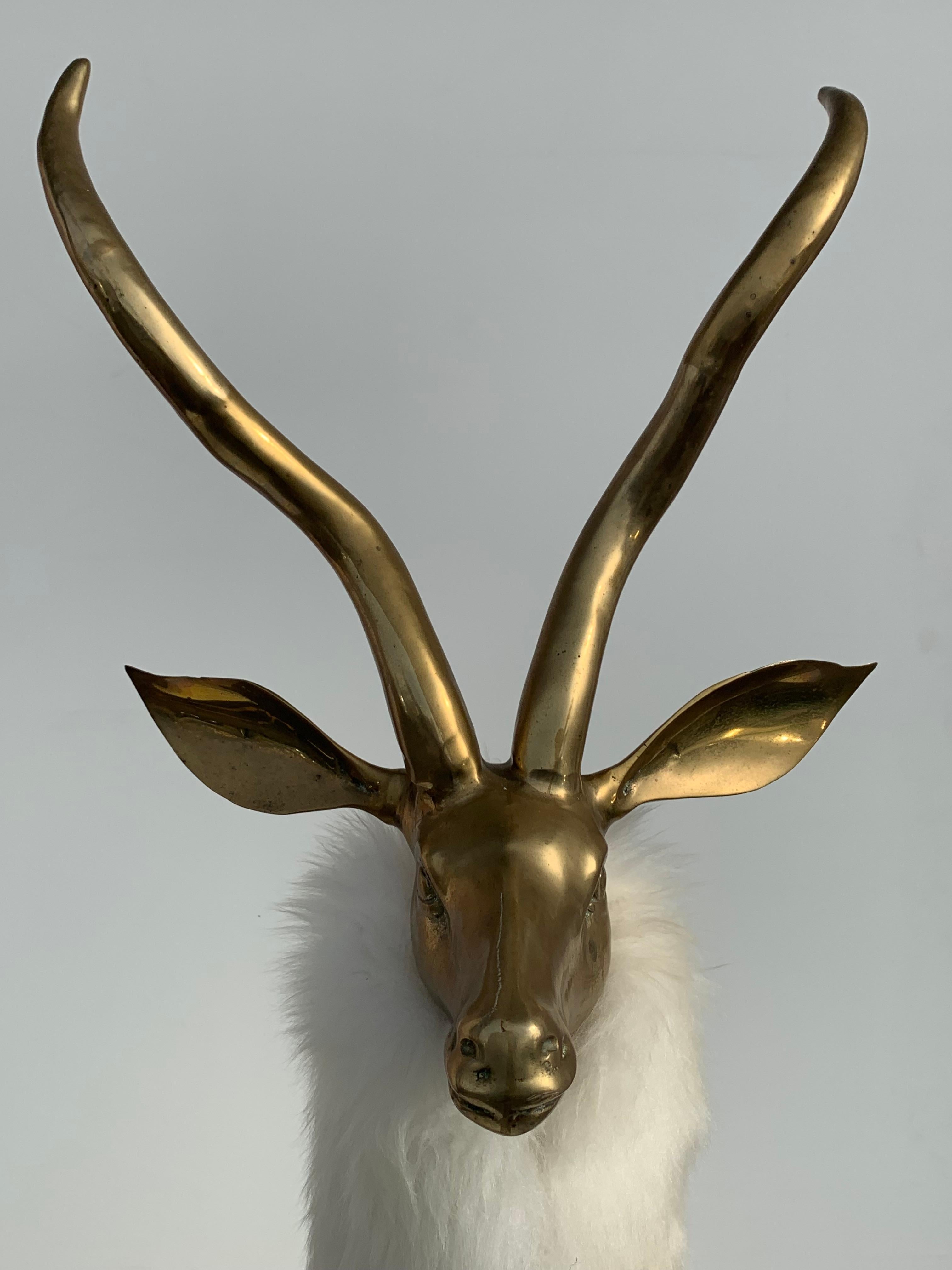 Brass Gazelle or Antelope Sculpture in Fur 1