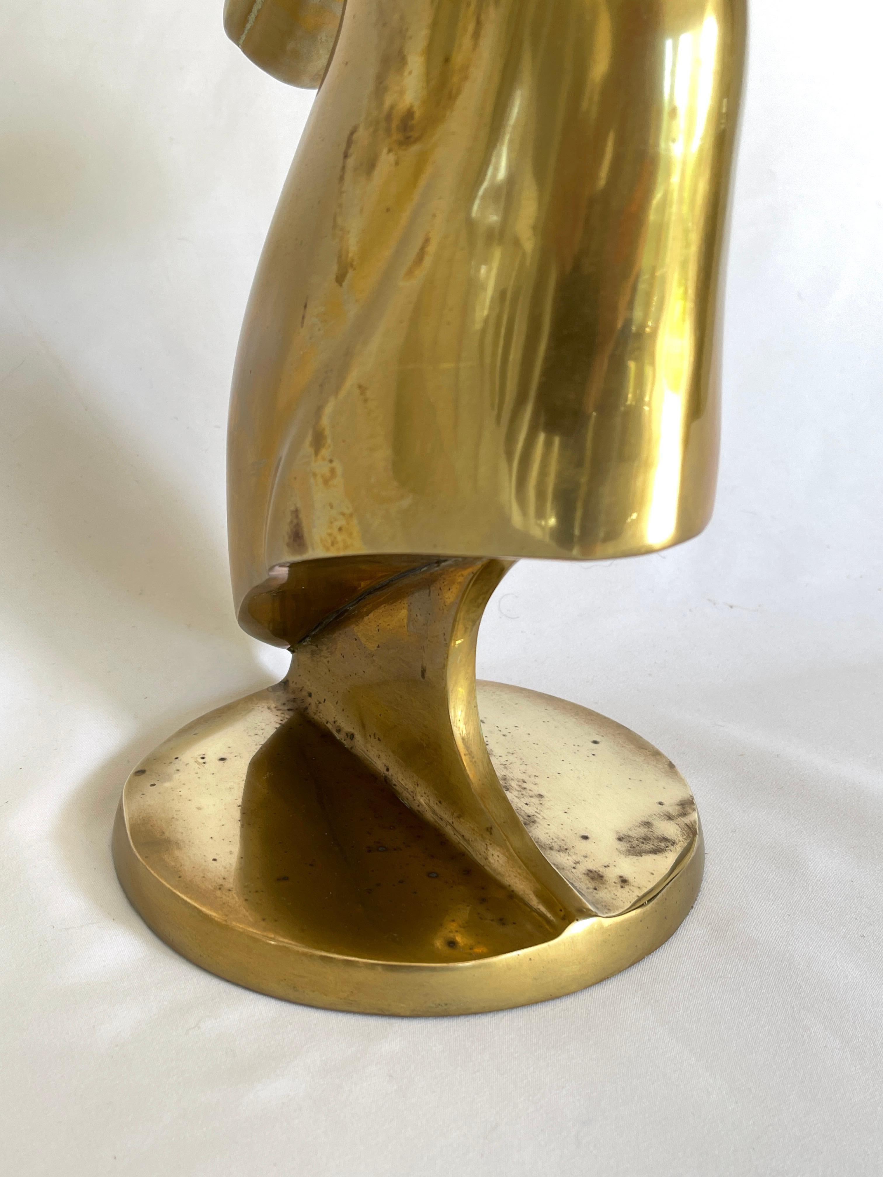 Roberto Estevez Tall Polished Solid Brass Kudu Sculpture For Sale 6