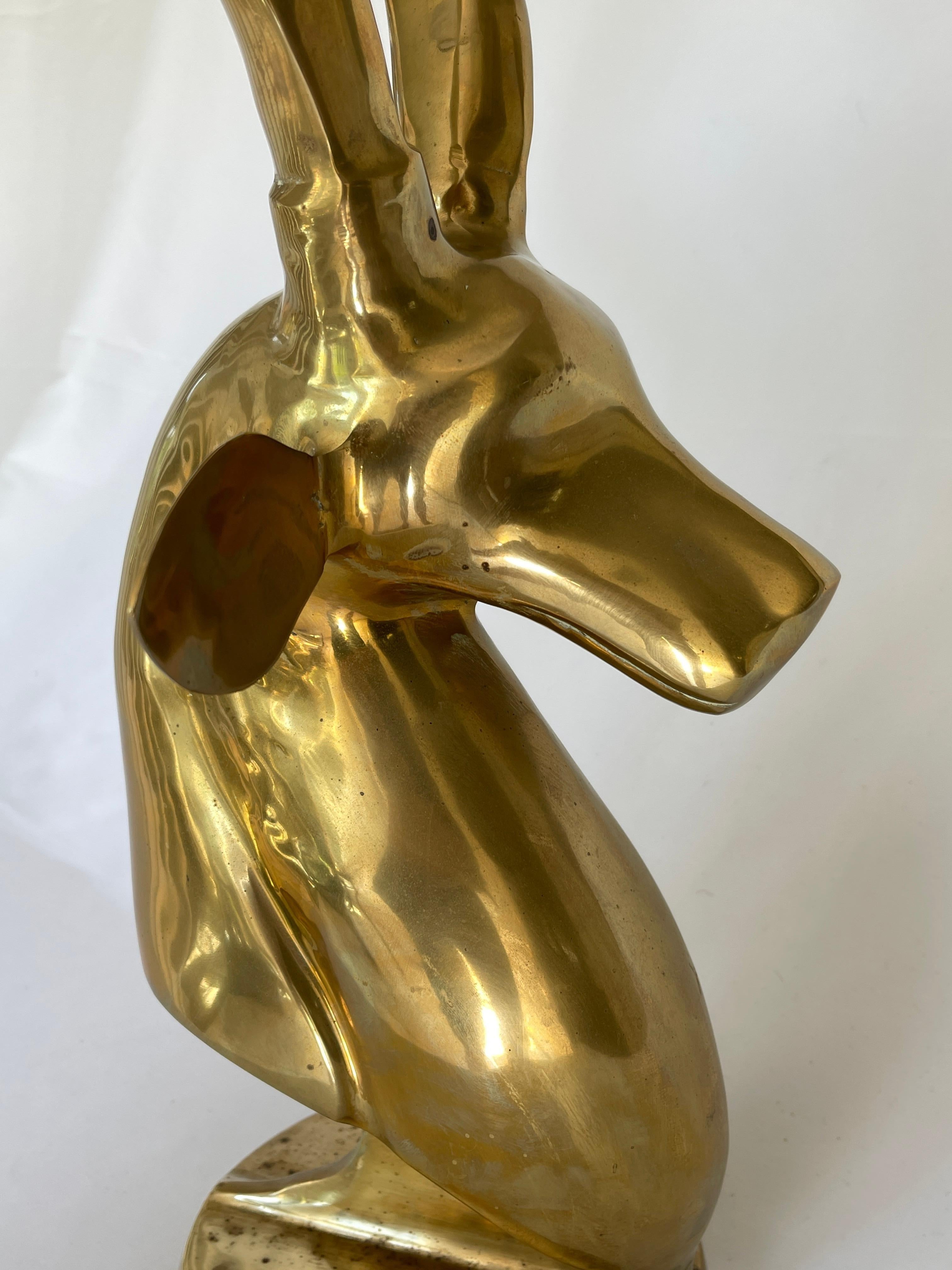 Roberto Estevez Tall Polished Solid Brass Kudu Sculpture For Sale 3