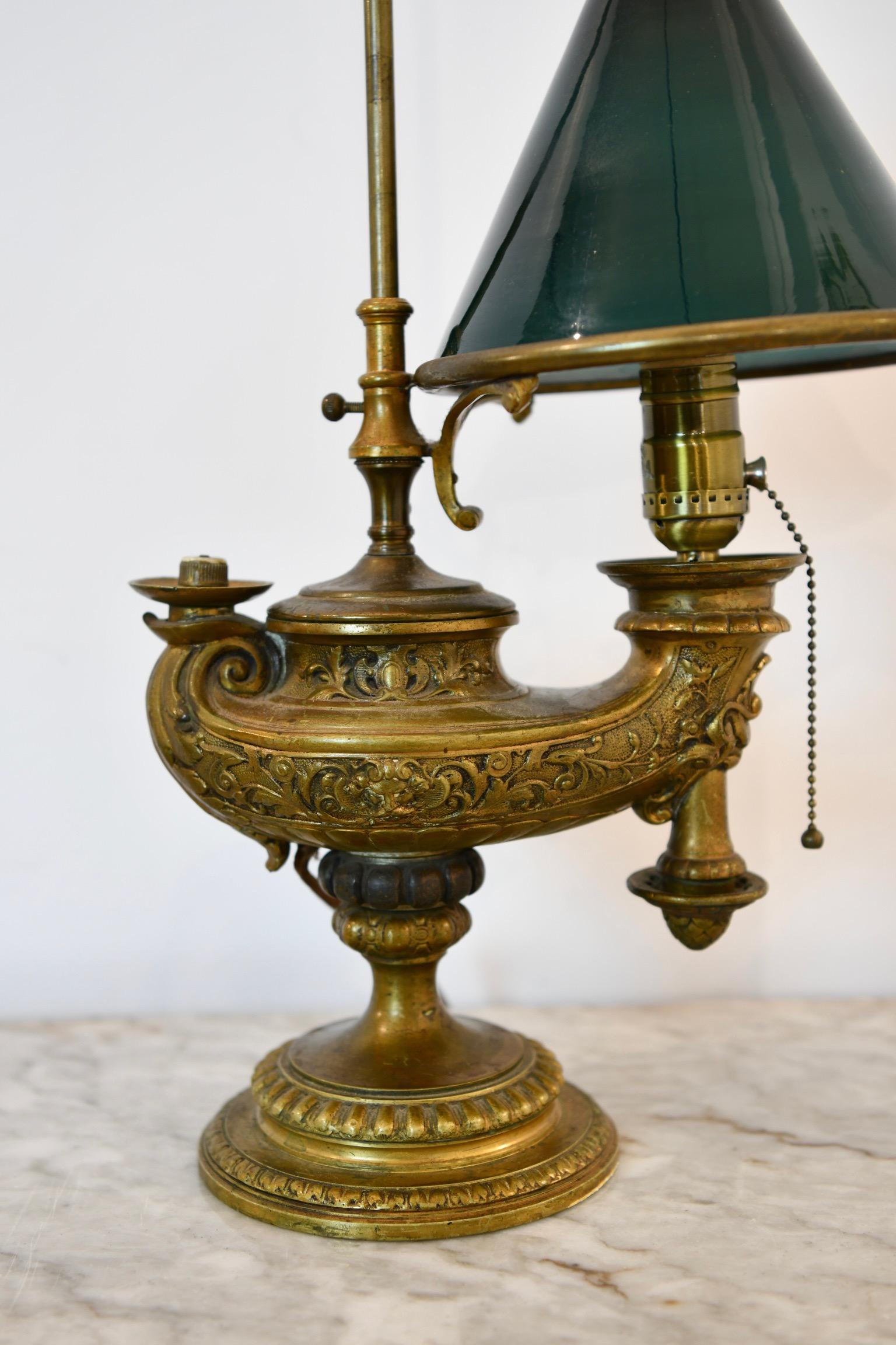 Brass Genie Student Lamp In Good Condition For Sale In Brooklyn, NY
