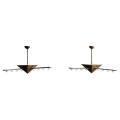 Brass Geometric Pendant Lights, Europe - Late 1980s