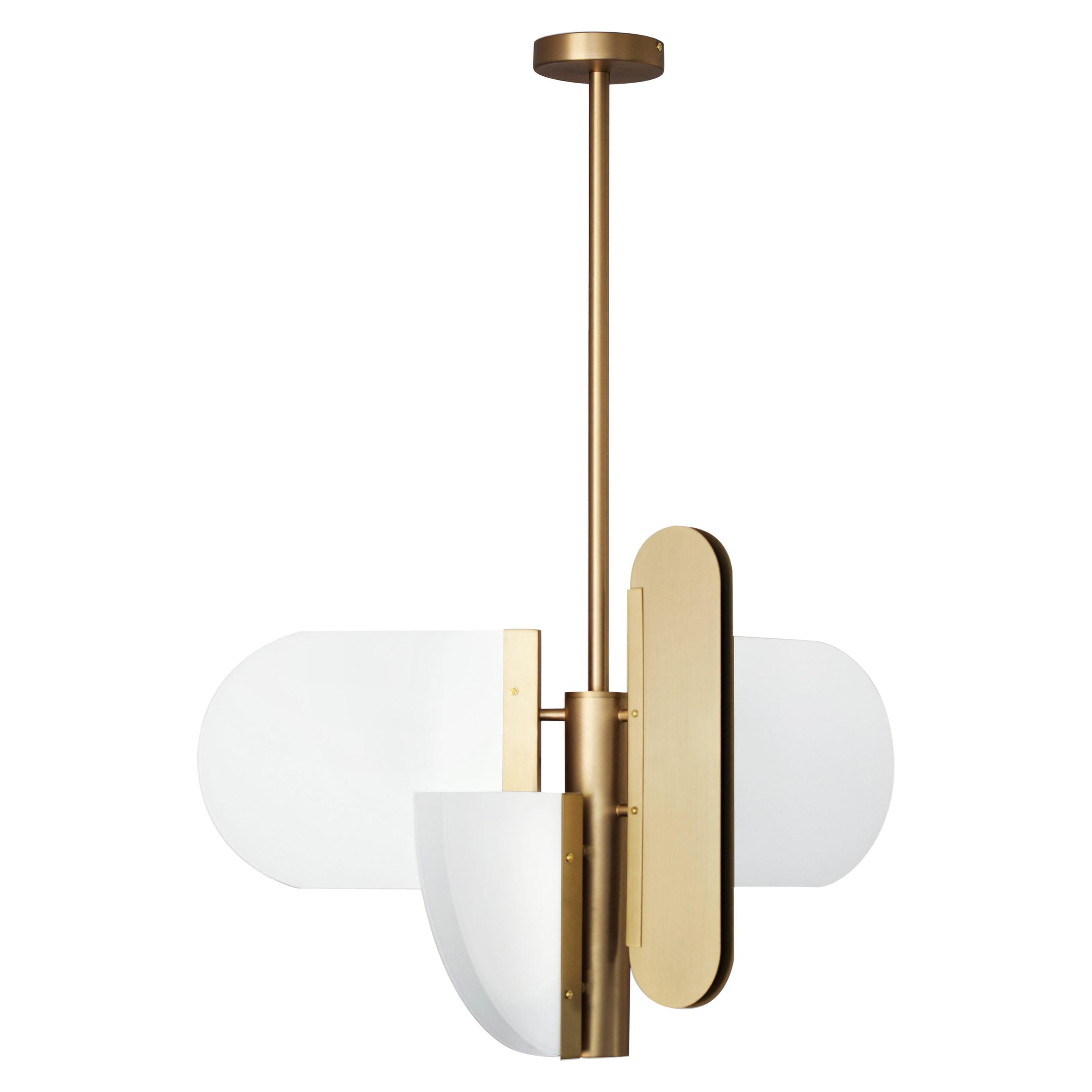 Brass "Geometric Task" Pendant Lamp, Square in Circle