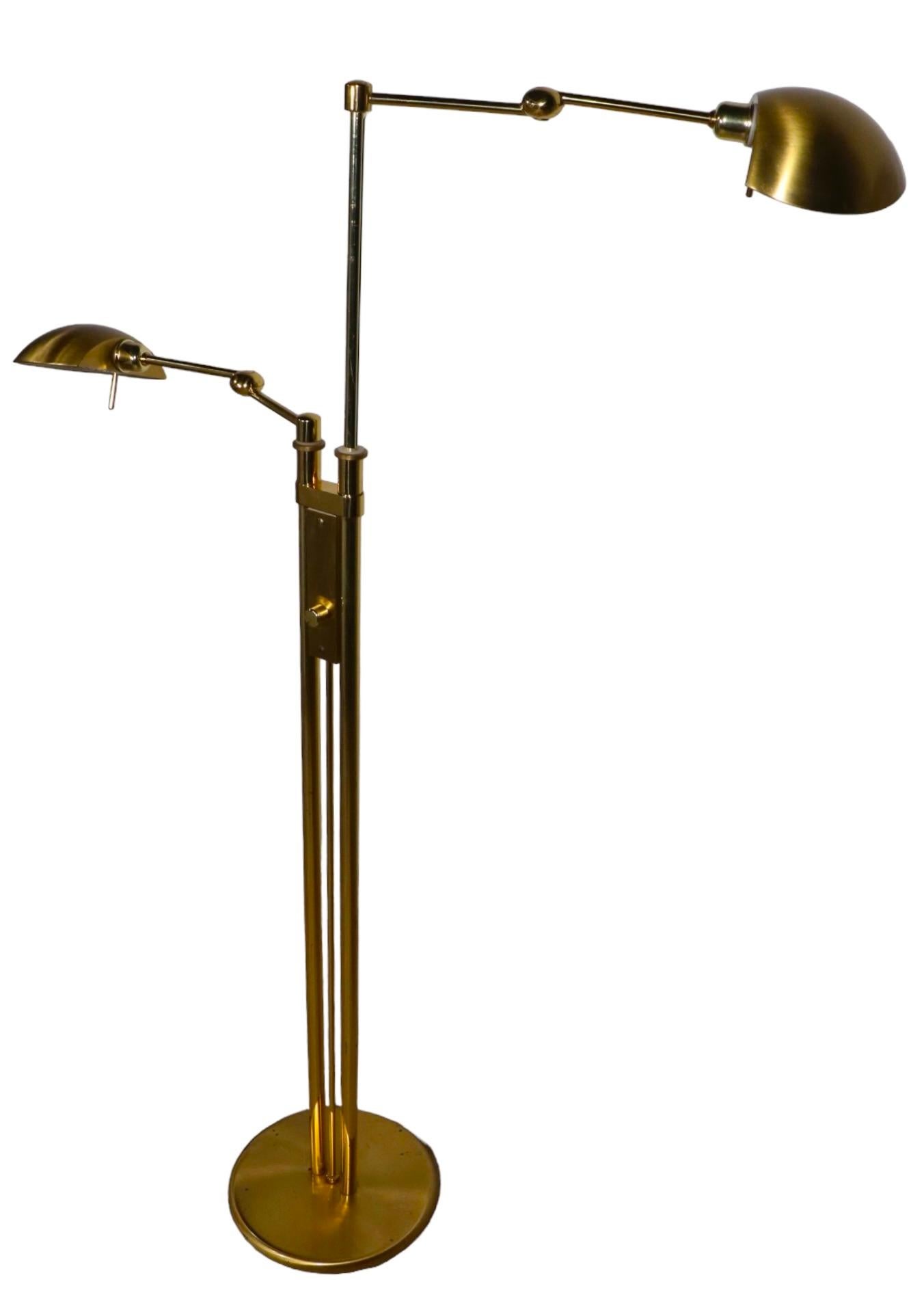Brass German Postmodern Adjustable Two Light Halogen  Floor Lamp by Holtkoetter 2