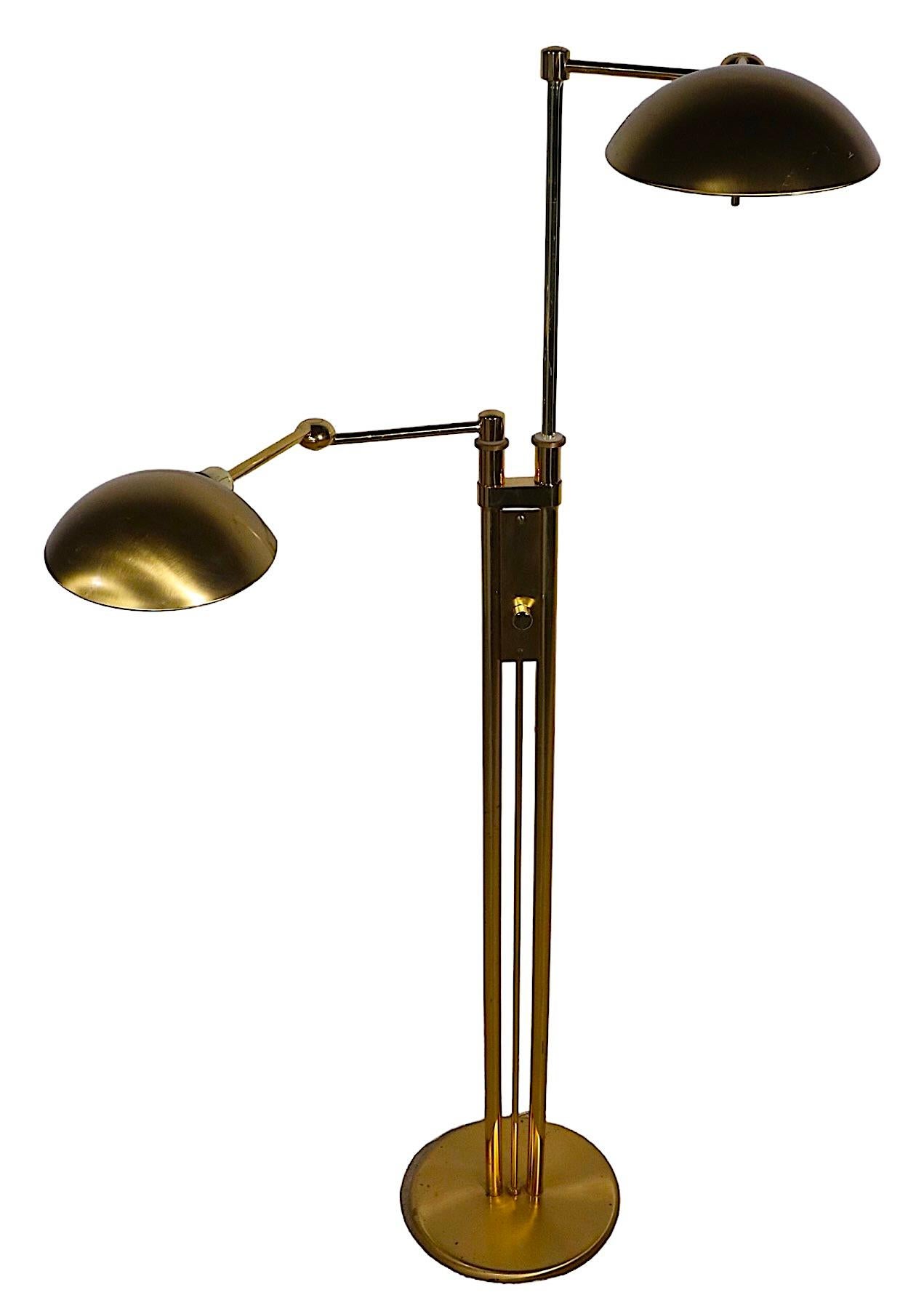 Brass German Postmodern Adjustable Two Light Halogen  Floor Lamp by Holtkoetter 5