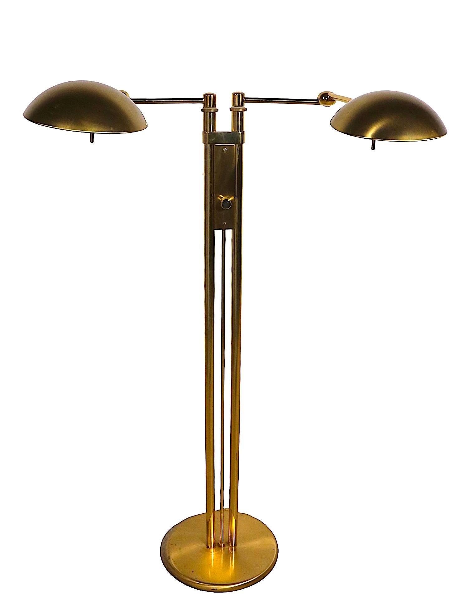 Brass German Postmodern Adjustable Two Light Halogen  Floor Lamp by Holtkoetter 6
