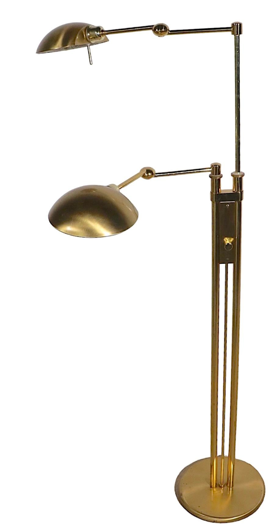 Brass German Postmodern Adjustable Two Light Halogen  Floor Lamp by Holtkoetter 7