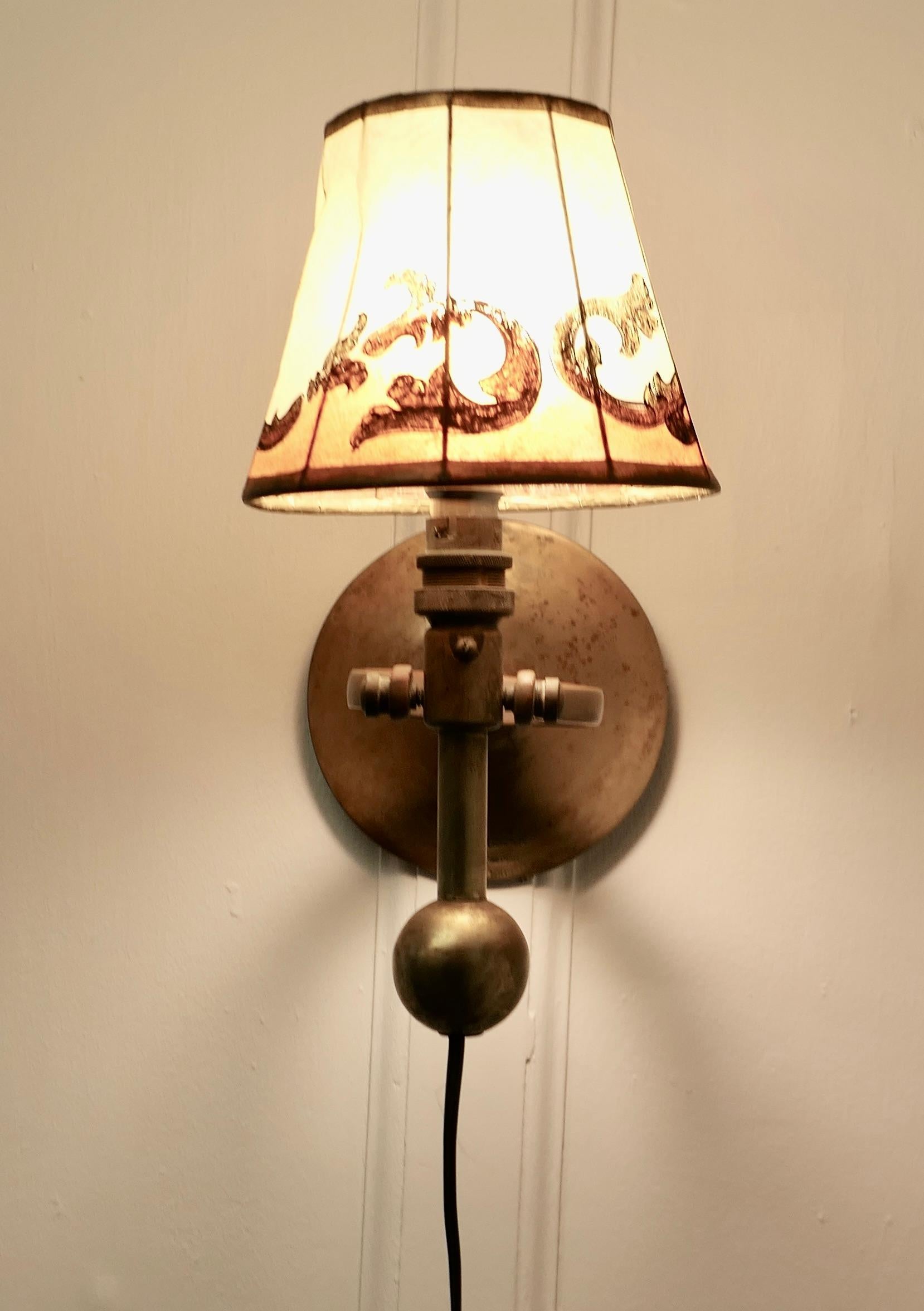 Arts and Crafts Brass Gimbal Ships Lamp, Wall Hung or Table Lamp For Sale