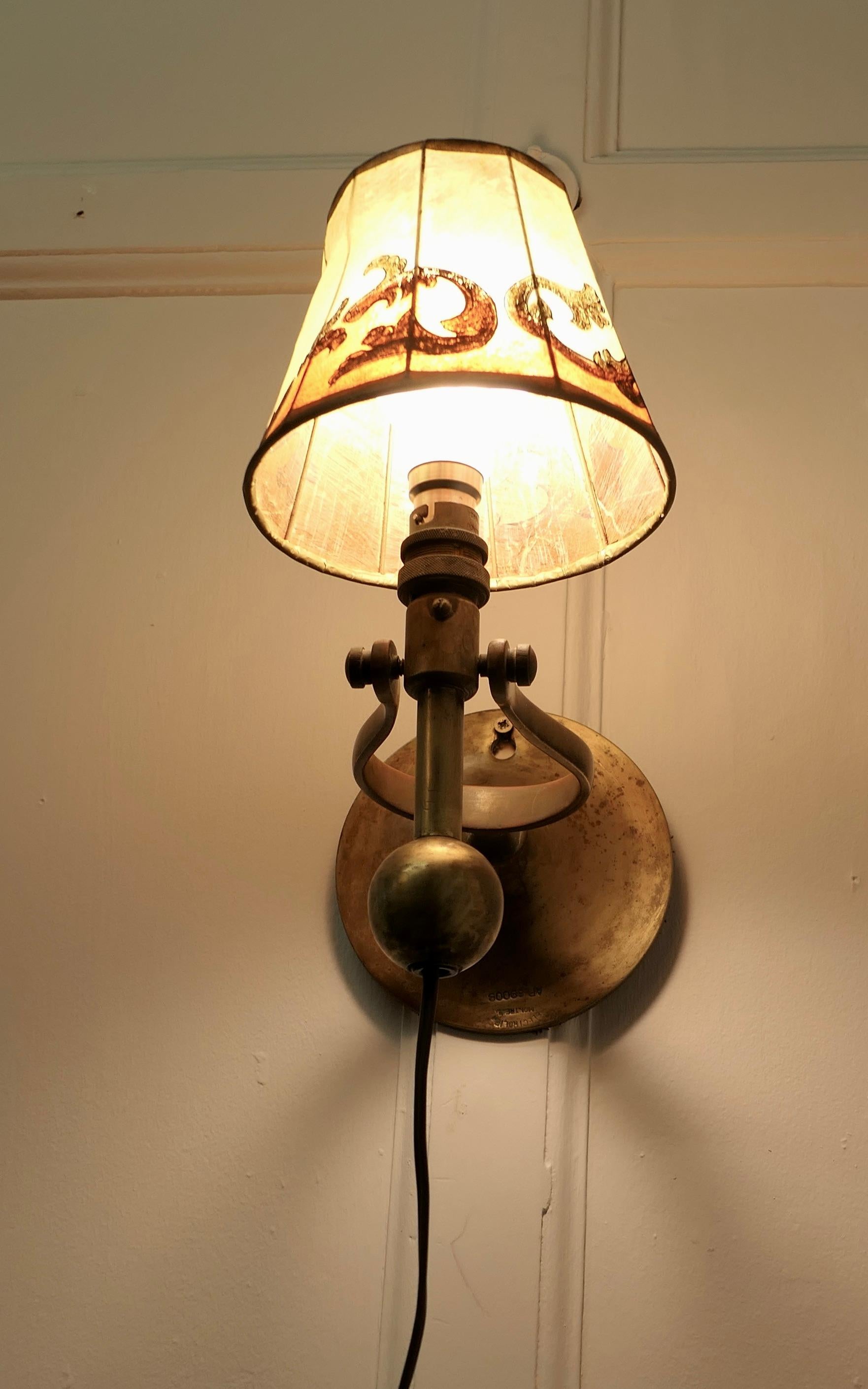 Arts and Crafts Brass Gimbal Ships Lamp, Wall Hung or Table Lamp For Sale