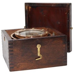 Retro Brass Gimballed Boat Compass in Box