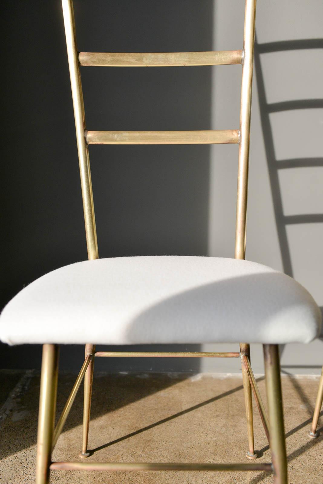 Late 20th Century Brass Gio Ponti Style Italian Ladder Back Chairs, circa 1970