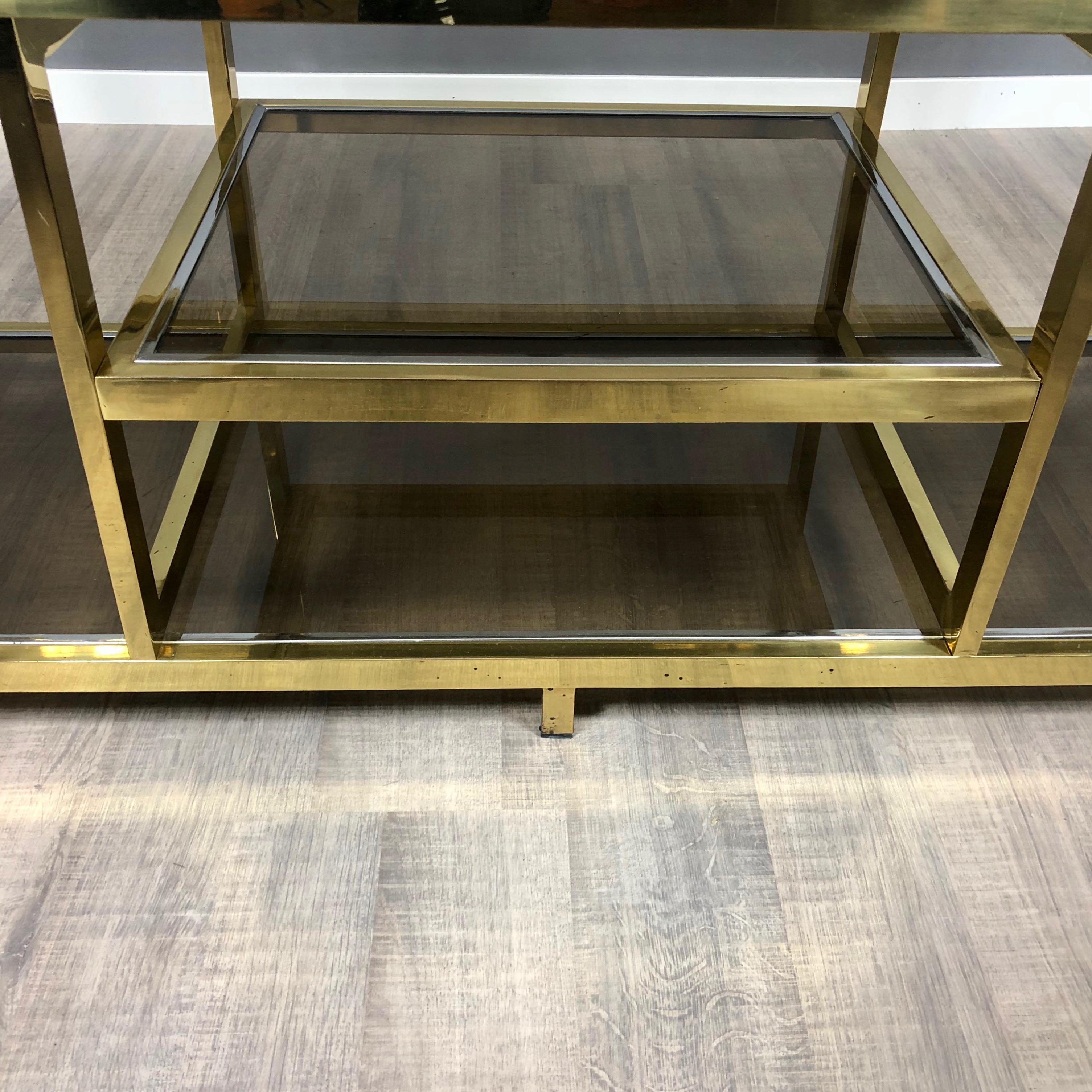 Credenza in ottone, vetro e cromo Serantoni & Arcangeli, anni '70, Italia in vendita 6