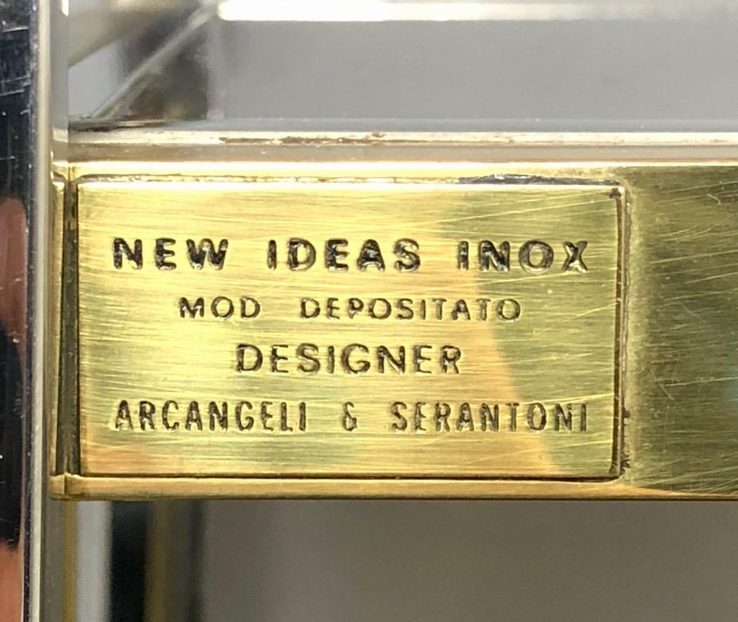Late 20th Century Brass, Glass and Chrome Console Sideboard Serantoni & Arcangeli, 1970s, Italy