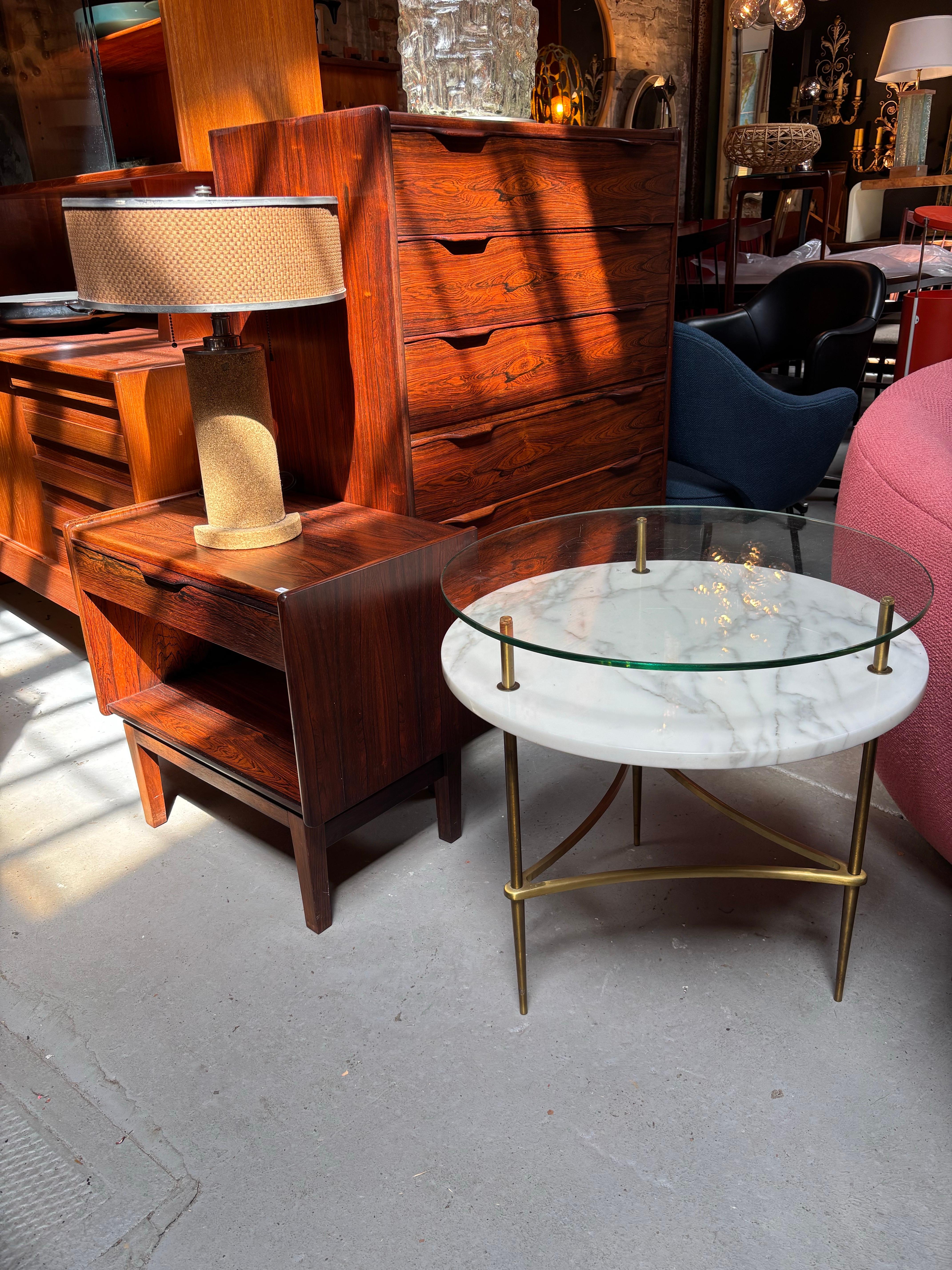 Brass, Glass and Marble Side Table For Sale 4