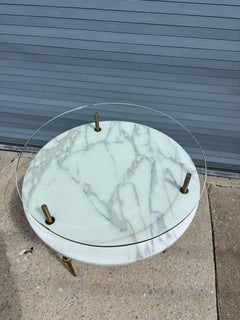 Brass, Glass and Marble Side Table
