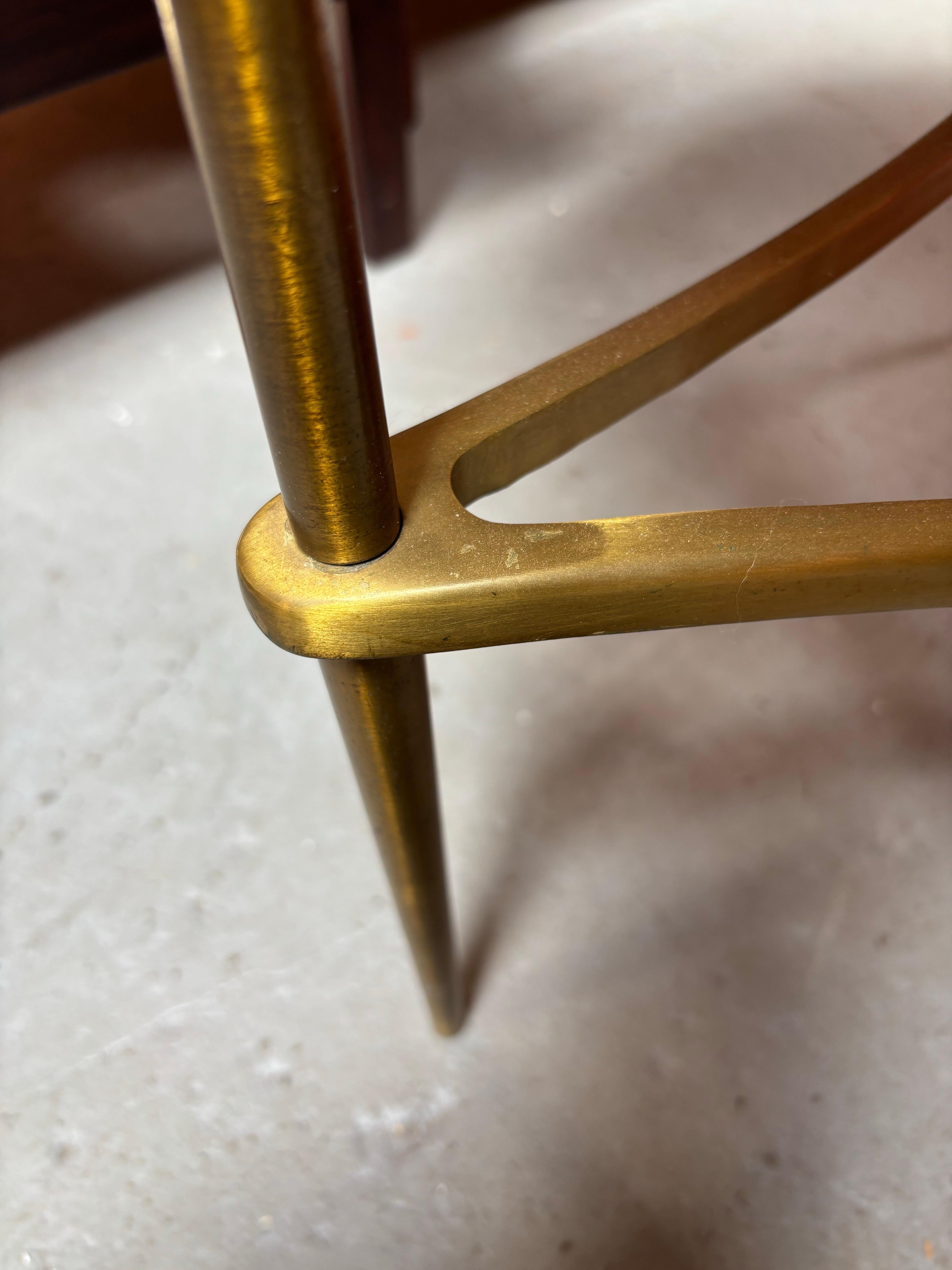 Mid-Century Modern Brass, Glass and Marble Side Table For Sale