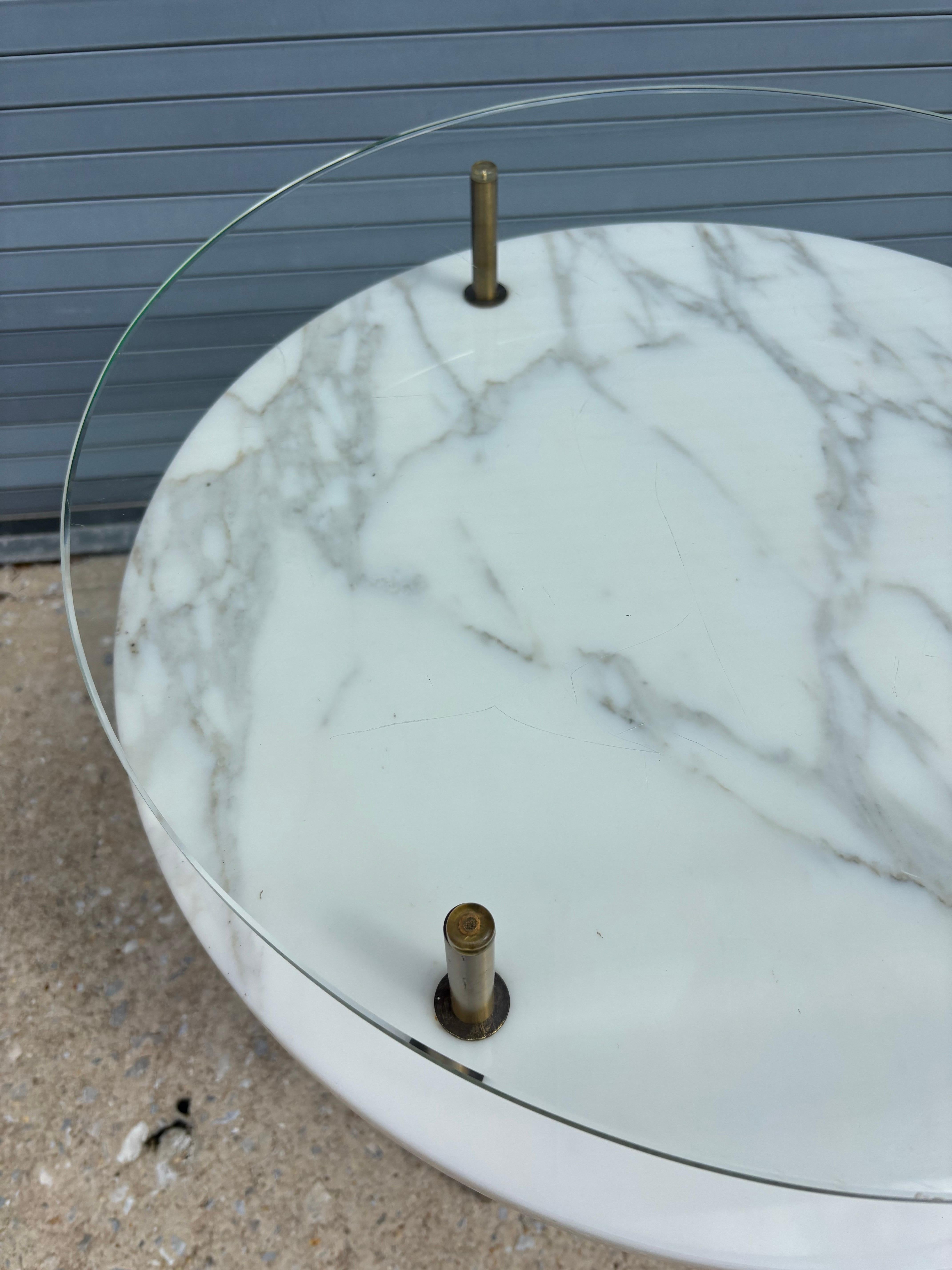 Brass, Glass and Marble Side Table For Sale 2