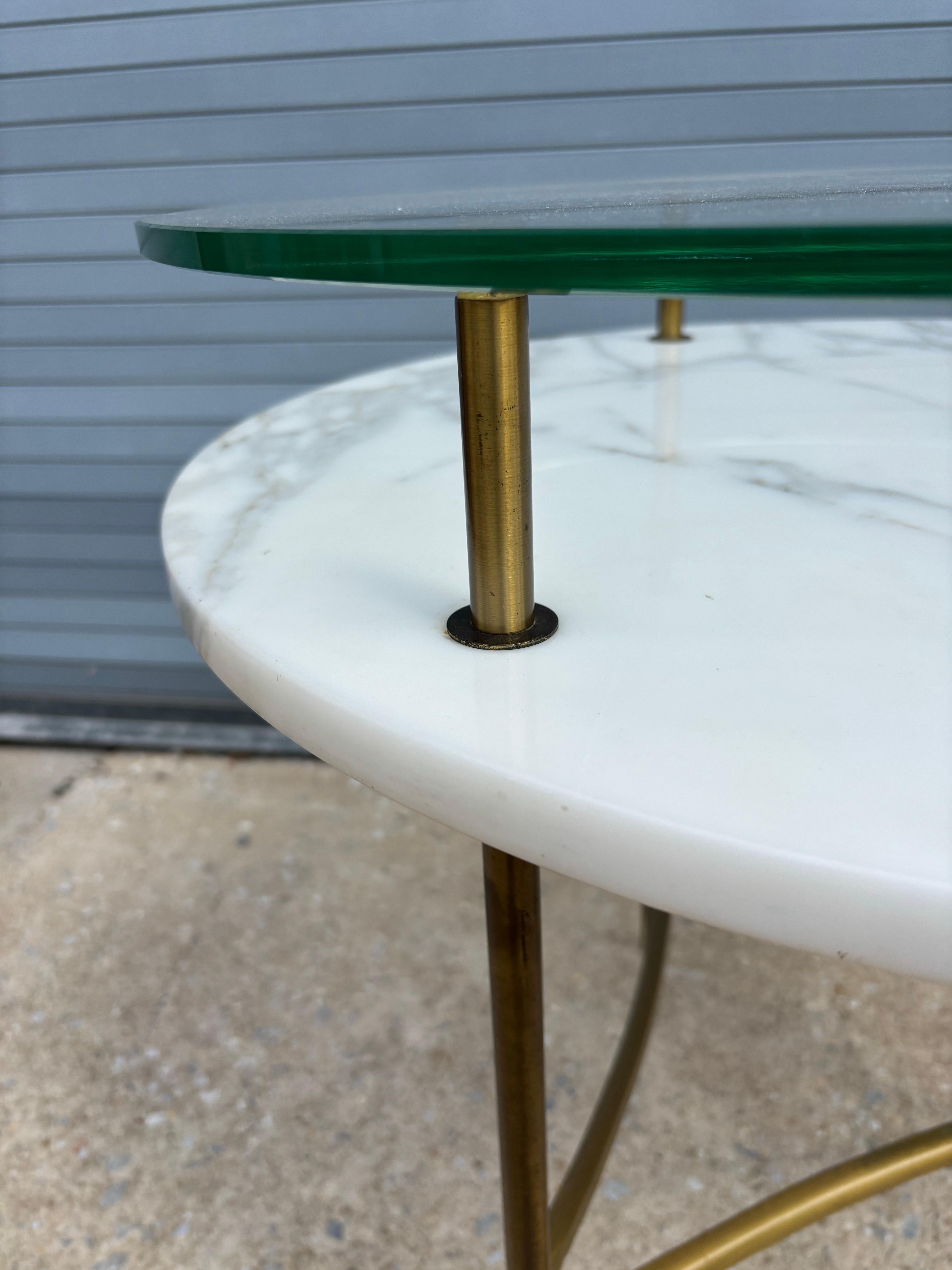 Brass, Glass and Marble Side Table For Sale 3