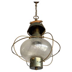 Handgefertigte Atomic-Pendelleuchte aus Messing und Glas, modernistische nautische Laterne aus Messing, 1950er Jahre