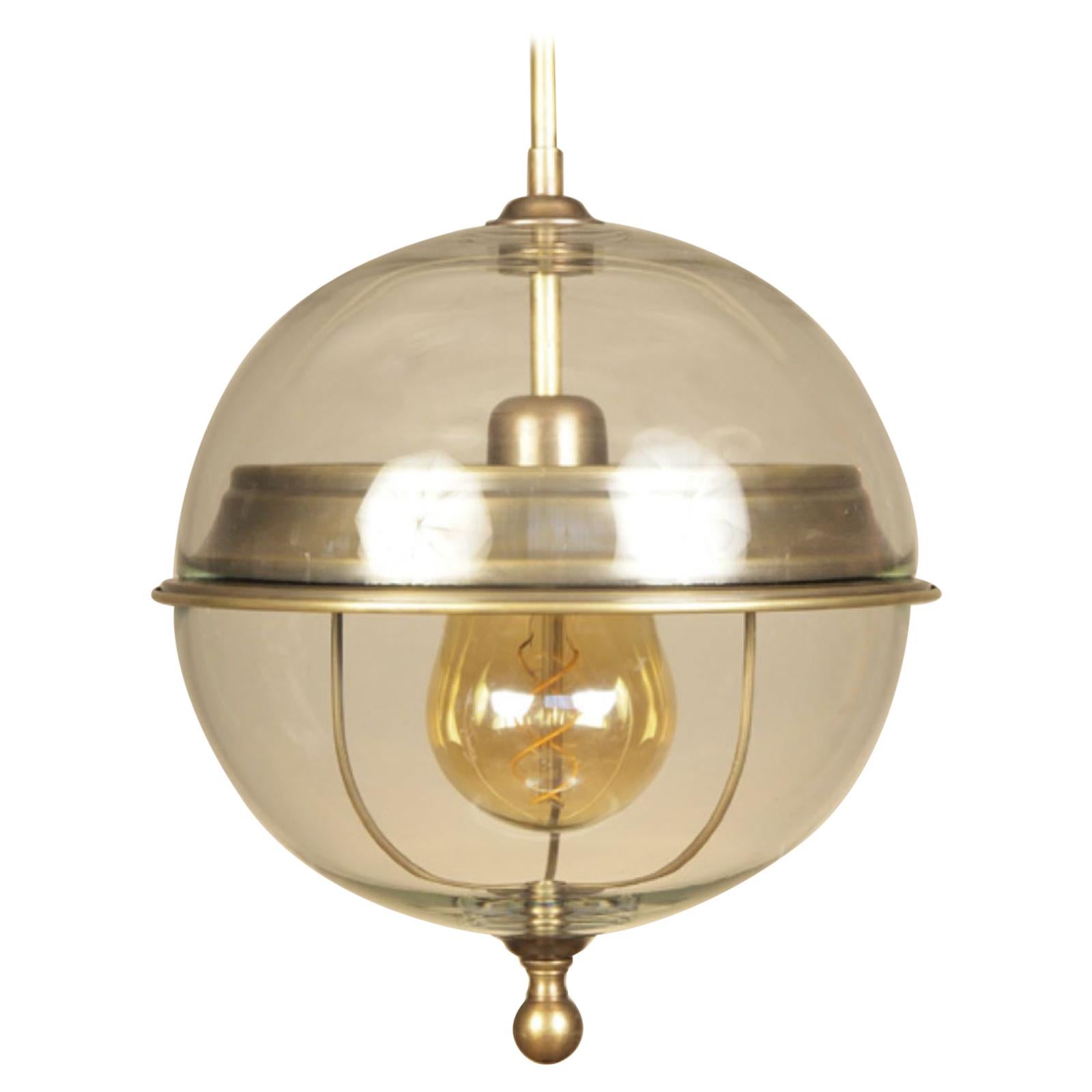 Brass Glass Ball Ceiling Lamp For Sale