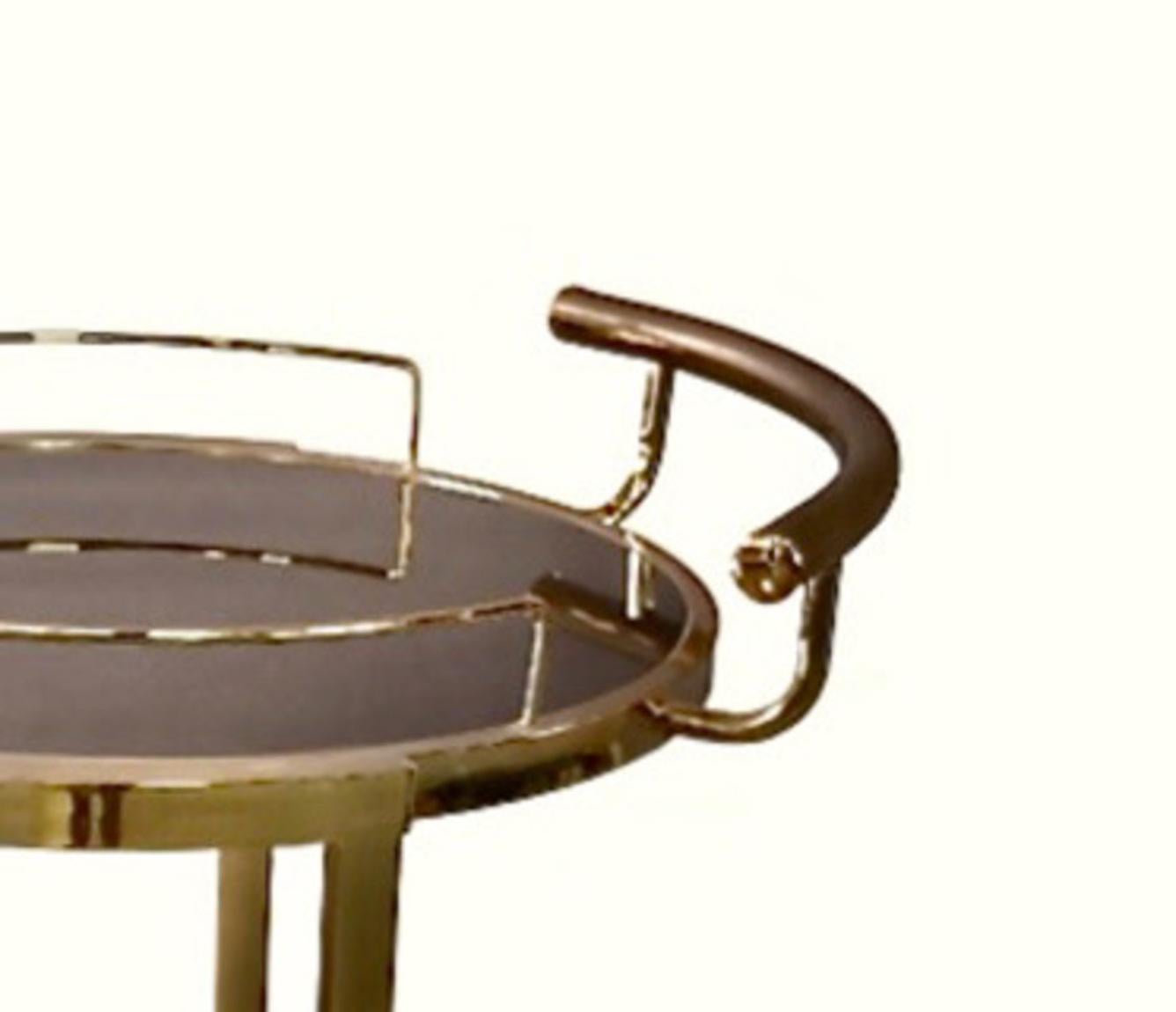 20ième siècle Chariot de bar en laiton et verre en vente