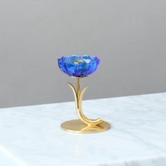 Brass & Glass Candlestick by Gunnar Ander for Ystad Metall, Sweden, 1950s