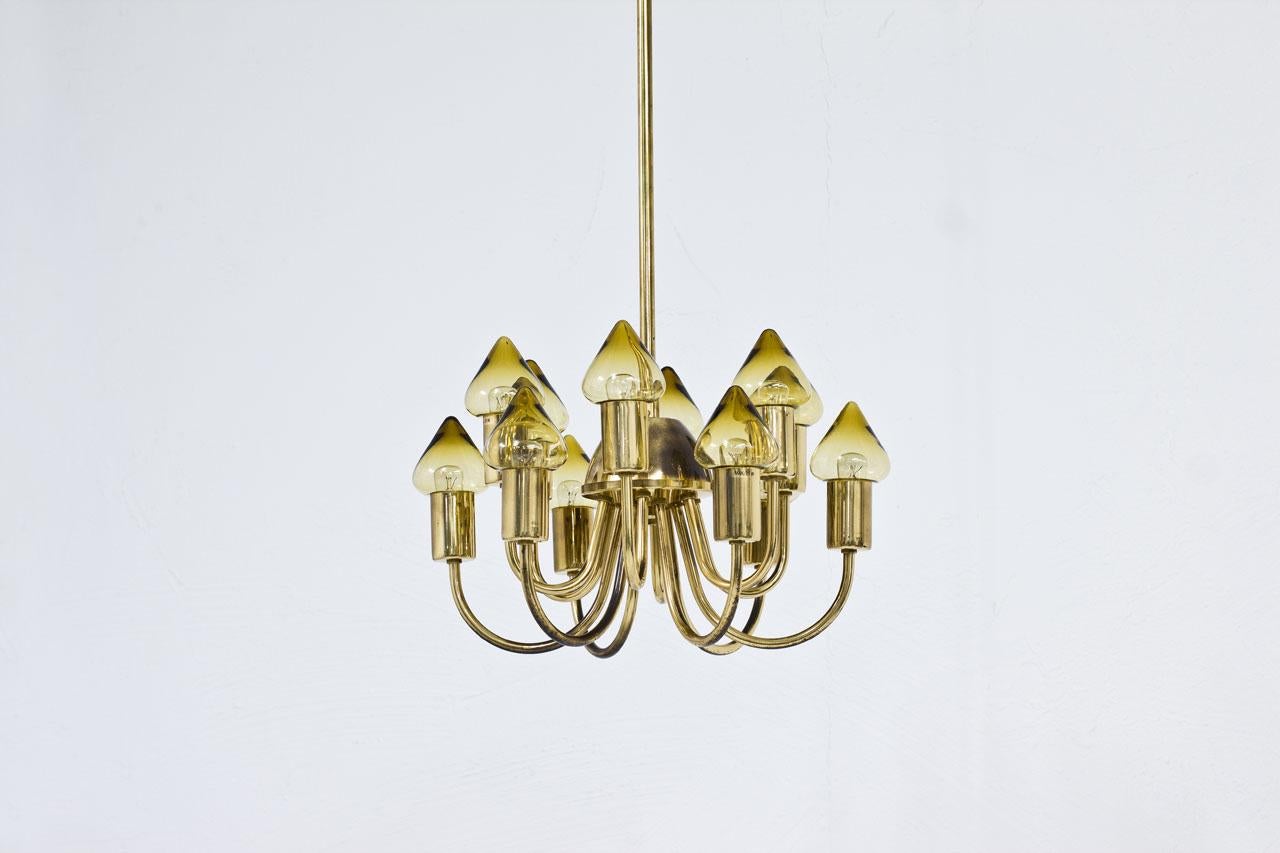 Scandinavian Modern Brass & Glass Ceiling Lamp by Hans-Agne Jakobsson