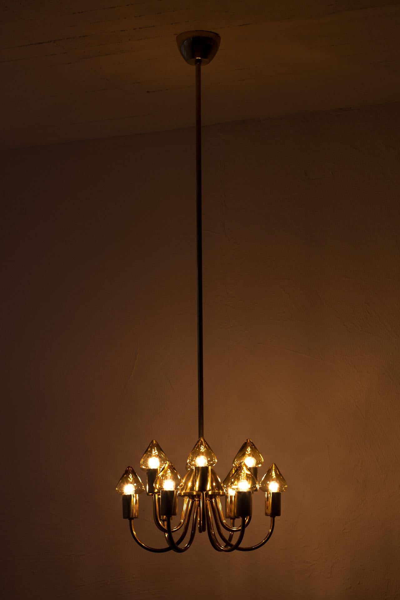 Brass & Glass Ceiling Lamp Model T 789/12 by Hans-Agne Jakobsson 5