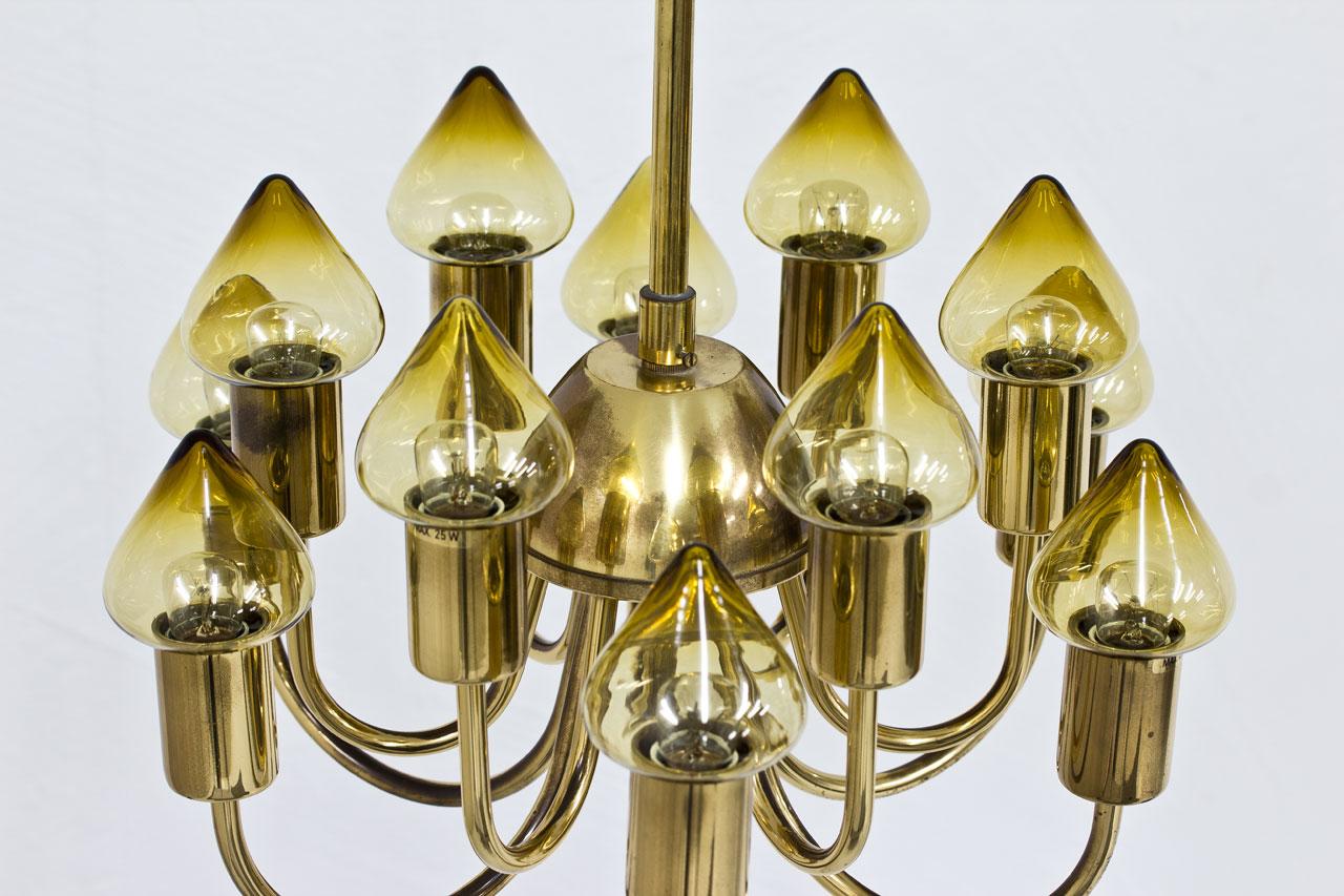 20th Century Brass & Glass Ceiling Lamp Model T 789/12 by Hans-Agne Jakobsson