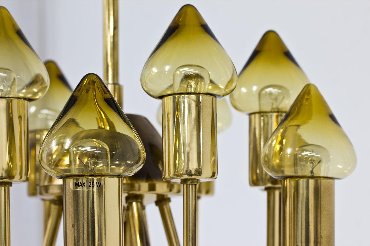 Brass & Glass Ceiling Lamp Model T 789/12 by Hans-Agne Jakobsson 1