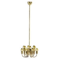 Brass & Glass Ceiling Lamp Model T 789/12 by Hans-Agne Jakobsson