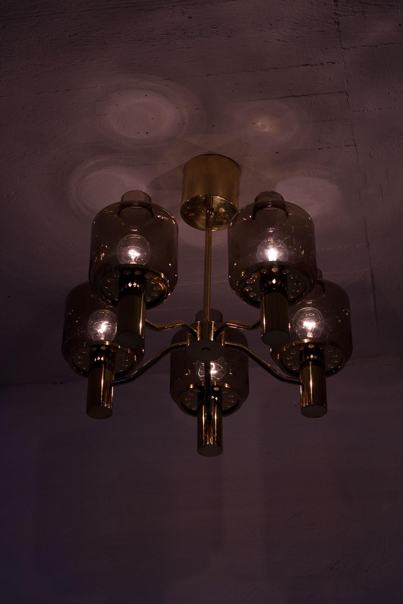 Brass and Glass Chandelier by Hans-Agne Jakobsson, 1960s 4