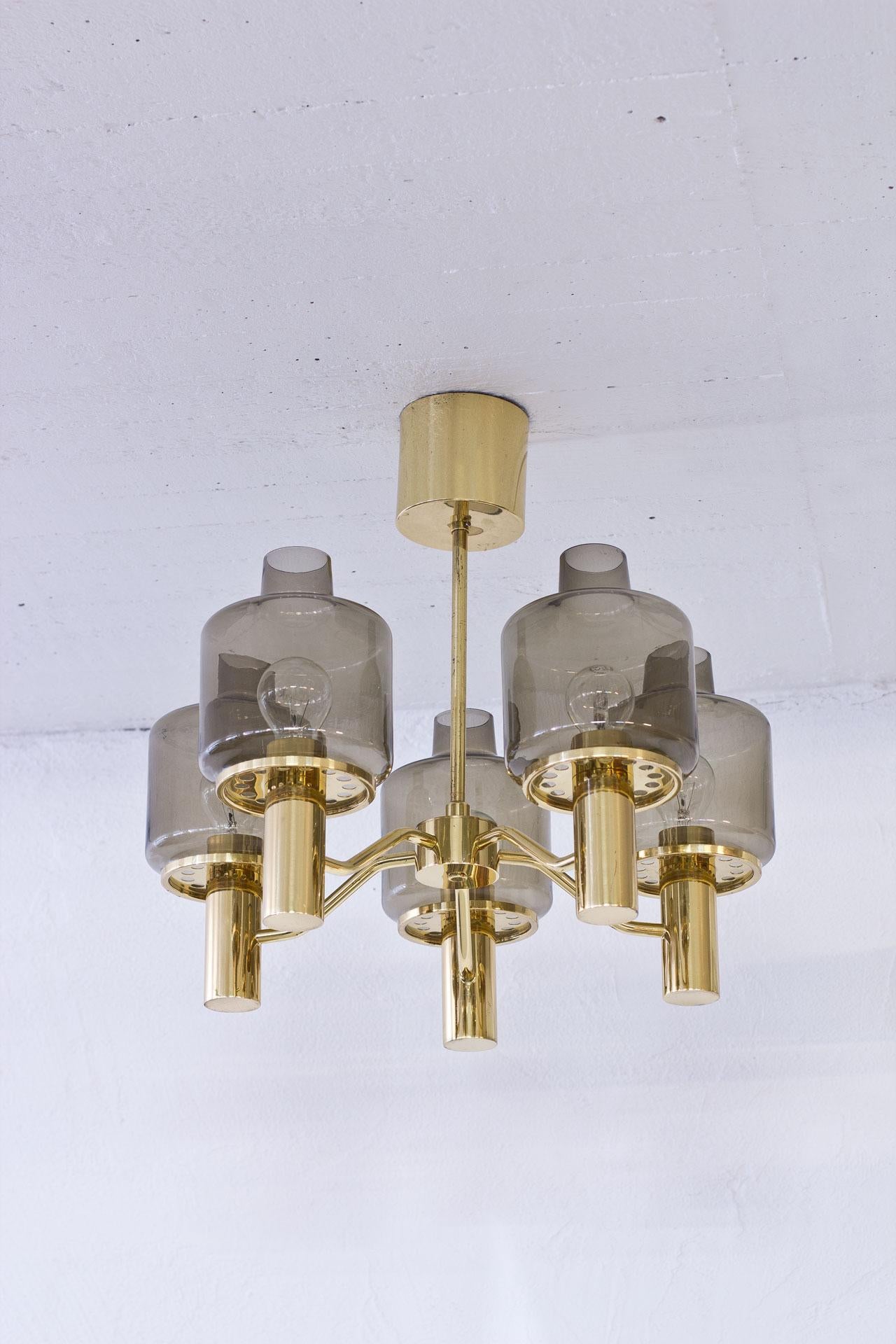 Brass and Glass Chandelier by Hans-Agne Jakobsson, 1960s 7