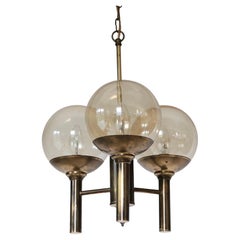 Lustre en laiton et verre designé par Svend Mejlstrøm, années 1960, Danemark